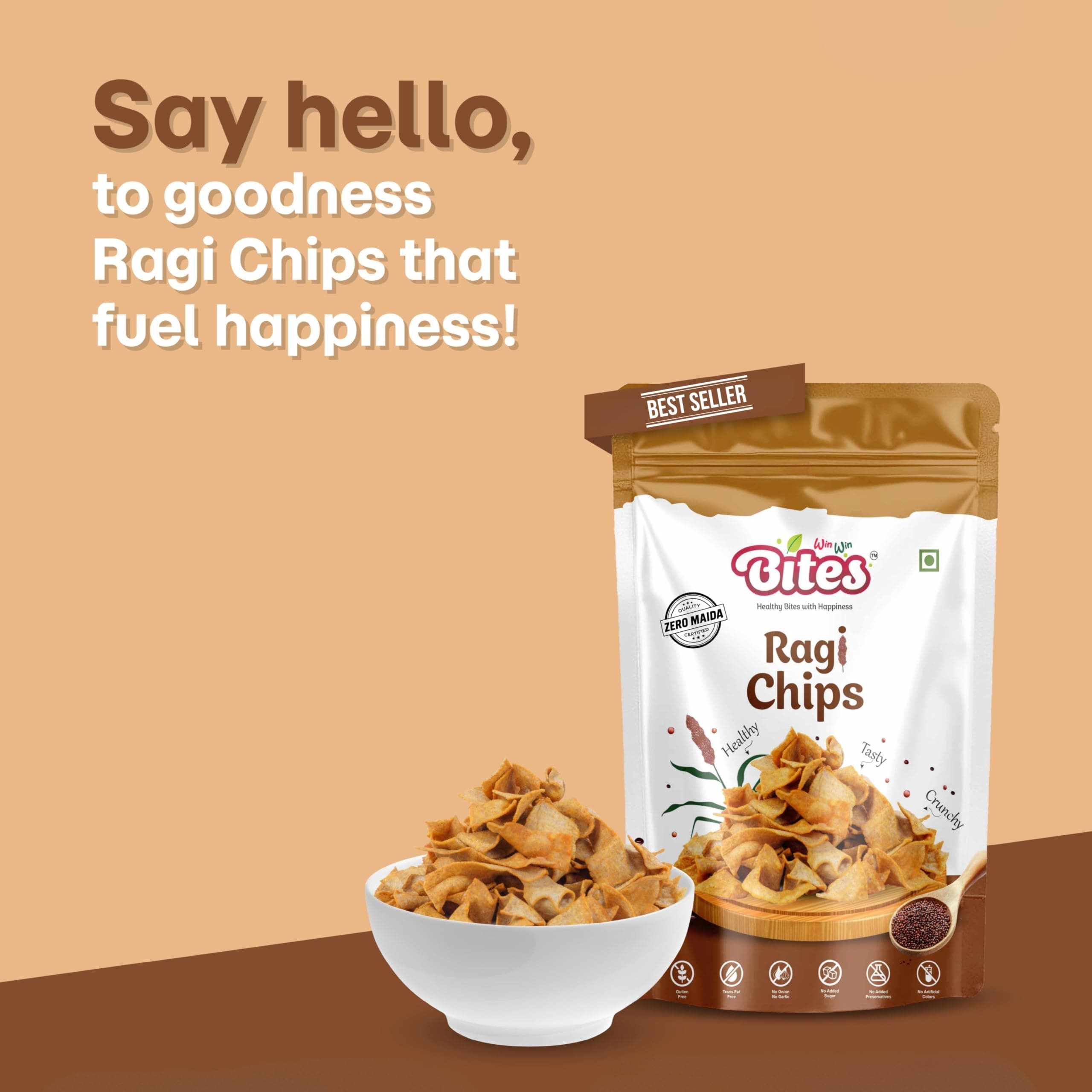 Win Win Bites Millets Healthy Combo Chips | Jowar, Ragi Chips, No Maida, No Onion No Garlic, Crunchy Millets Snacks 170g (2 x 85g Pack) — image 6