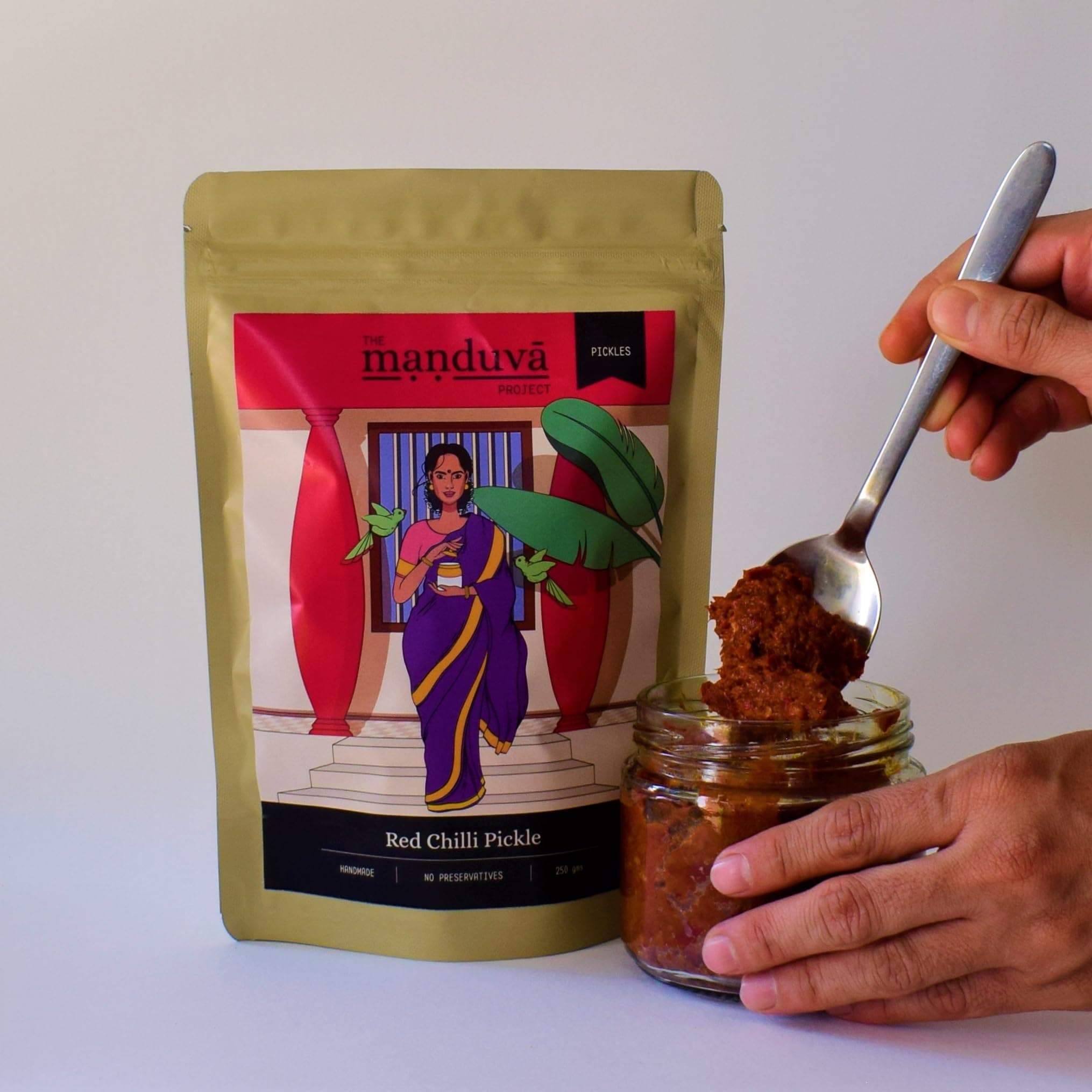 The Manduva Project Red Chilli Pickle 250g | No Onion | Authentic Andhra Red Chilli Achar | Traditional Homemade | Spicy & Tangy | No Preservatives — image 2