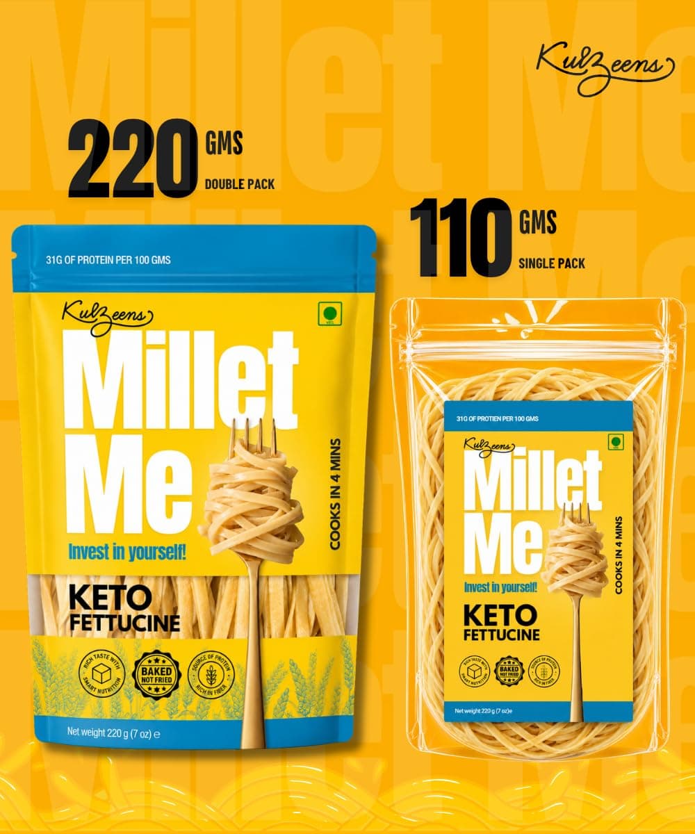 Millet Me by Kuizeens Keto Fettucine - 220G |Fresh & Flavourfull | Easy-to-Make | Protein-Rich | No MSG | No Preservatives | Perfect for Daily Routine | Ready in Minutes | Jain | No Onion & Garlic — image 3