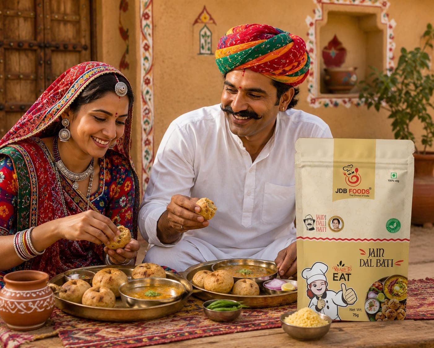 Jain Dal Baati Ready to Eat | Traditional Rajasthani Meal | Instant Heat & Eat Pack | No Onion No Garlic | Authentic Homemade Taste — image 3