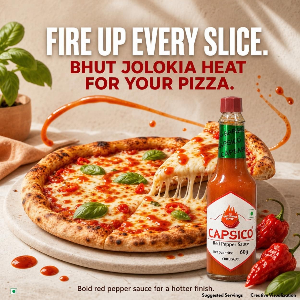 Dabur Capsico Red Pepper Sauce - 60g (Chilli Sauce) | Red Hot Sauce | For Pizza, Pasta, Sandwich & Mocktails | Made With Fresh Bhut Jolokia Pepper : Spiciest Chilli | Pure & Authentic Chilli Sauce | NO Artificial Flavours — image 5