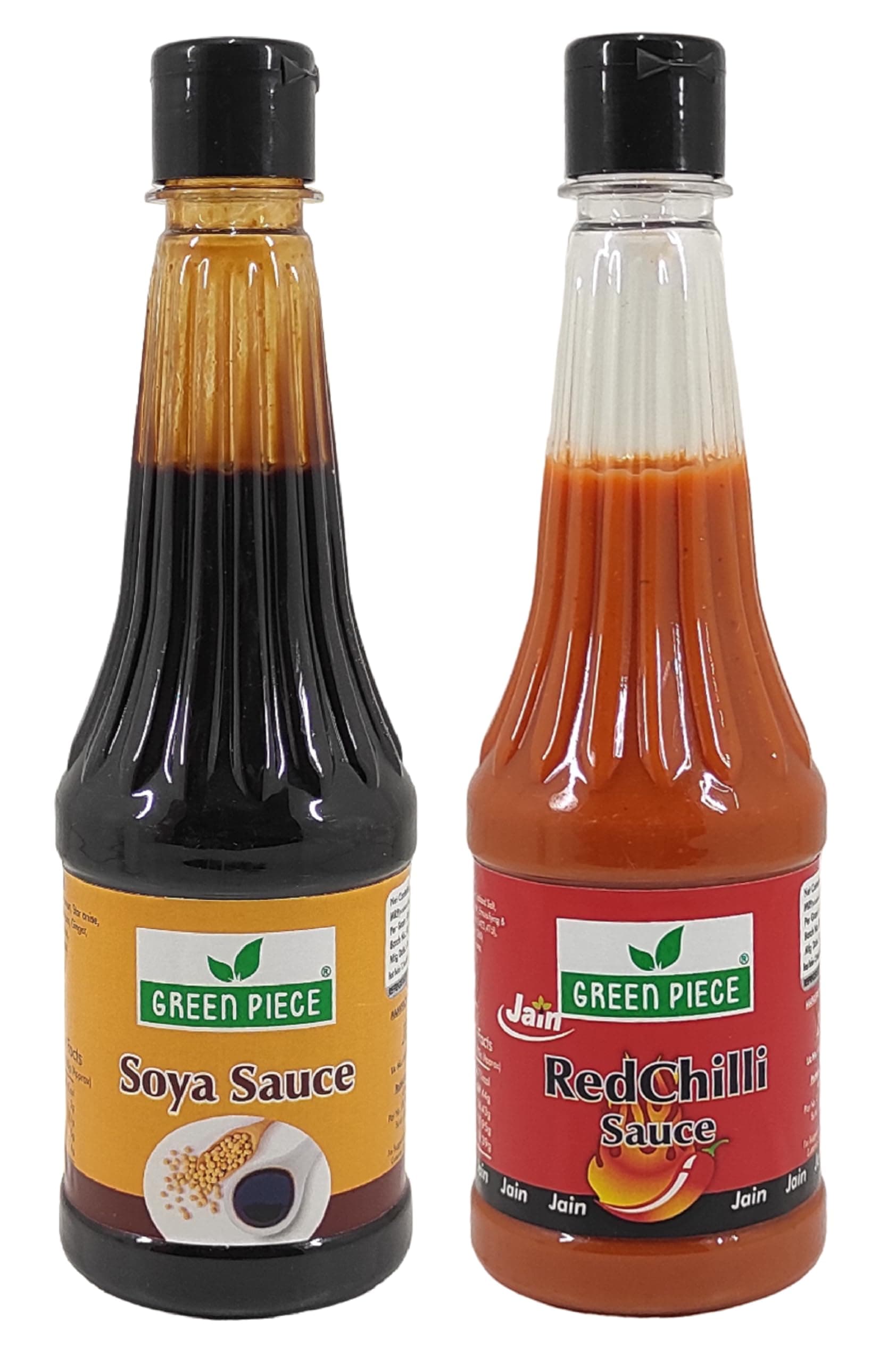 Green Piece Jain Sauce WIth No Onion/Garlic Soya sauce & Red Chilli Sauce(Pack of 2) Sauce (1000 ml) — image 2