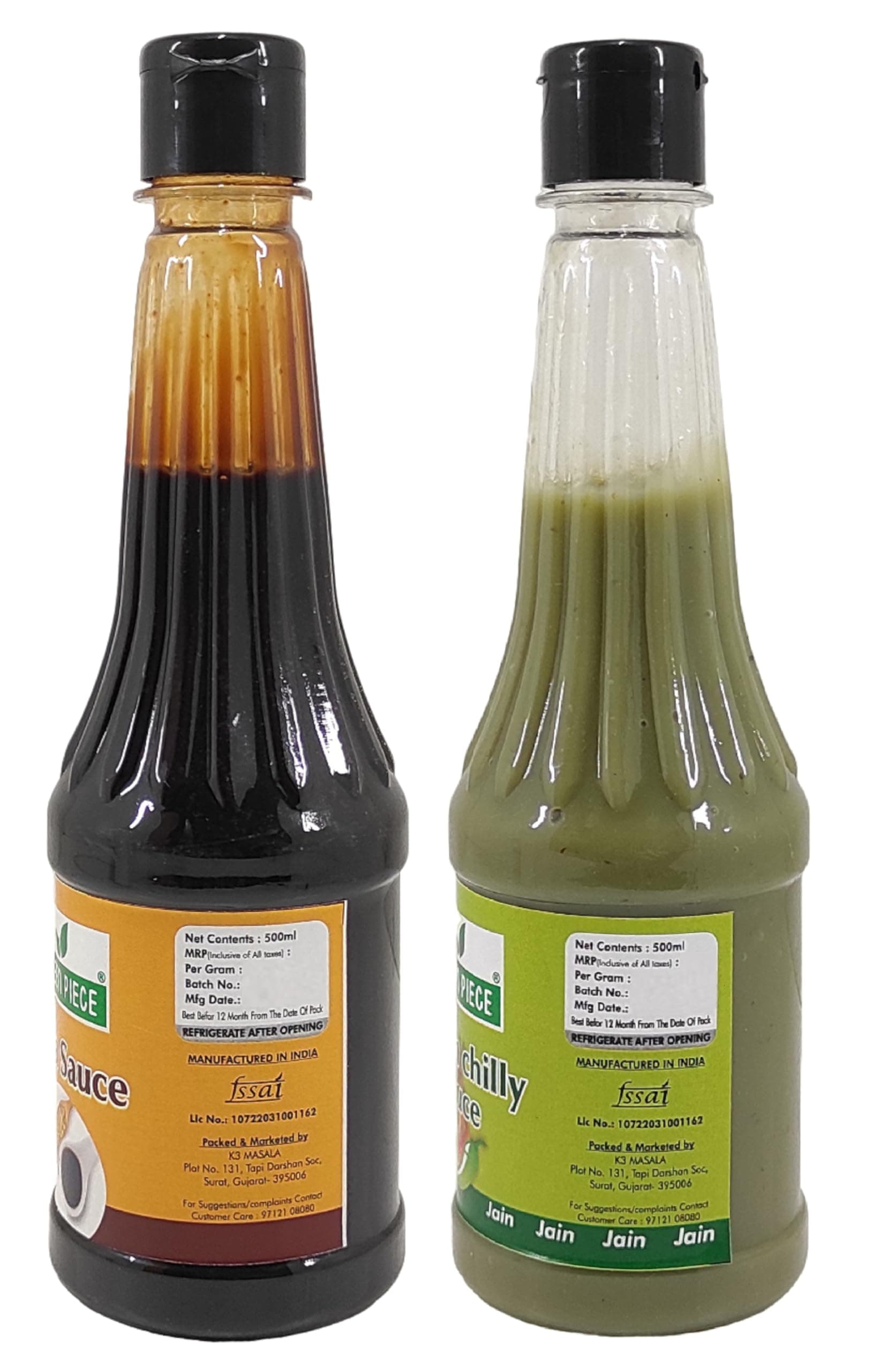 Green Piece Jain Sauce WIth No Onion/Garlic Soya sauce & Green Chilli Sauce(Pack of 2) Sauce (1000 ml) — image 3