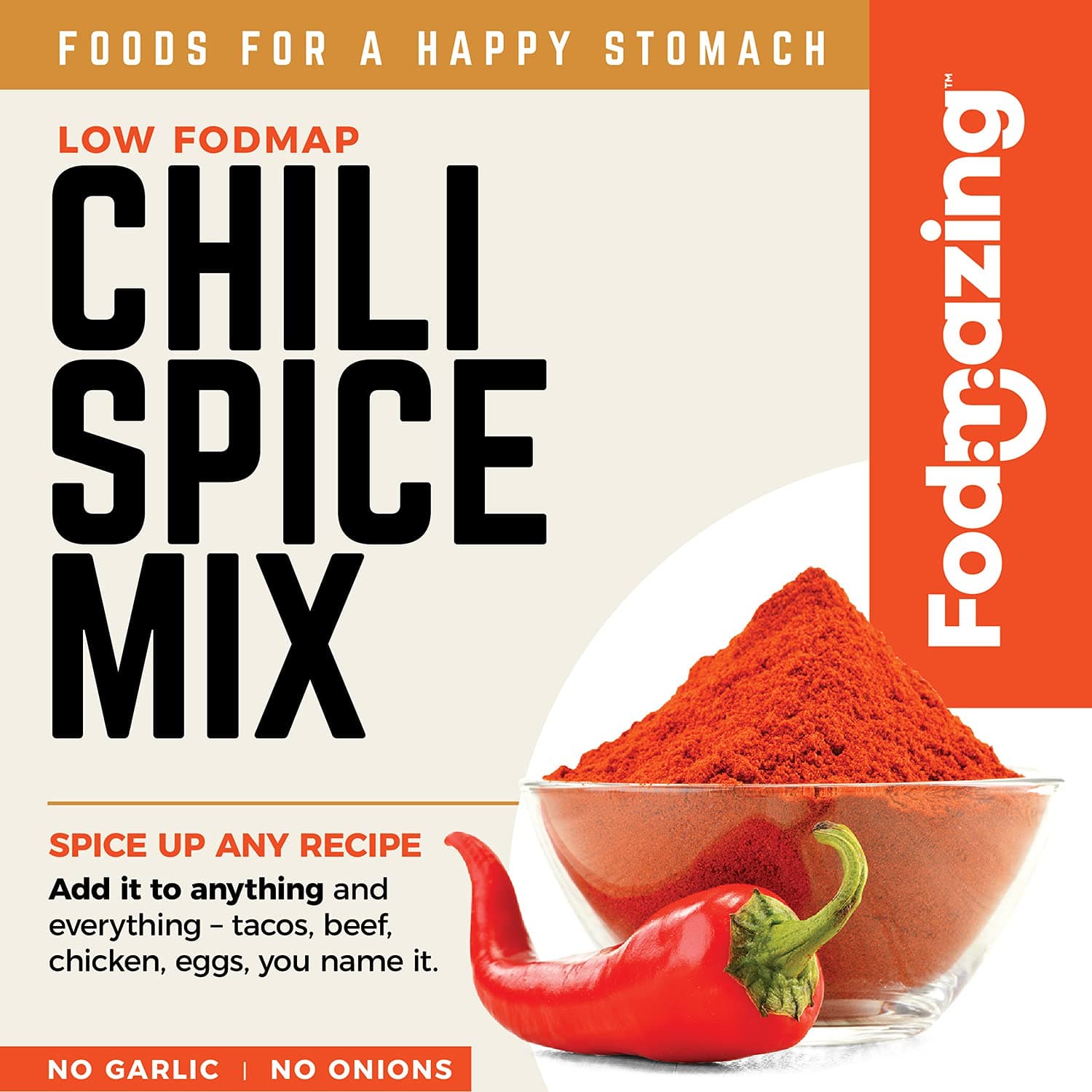 Fodmazing, Low Fodmap Spice Mix, Chili Spice Mix, No Onion, No Garlic, IBS Friendly, Non GMO, Gluten Free, Great for Food and Snacks (16 Servings) — image 3