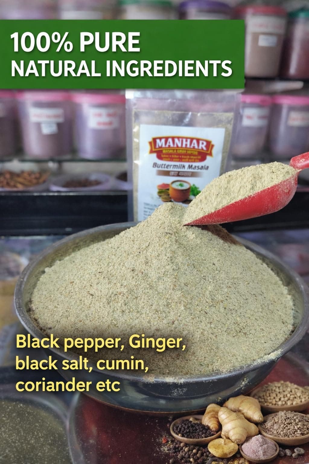 Chaas Masala,200 gm, Buttermilk Masala, Jain Chaas Masala, Homemade Chaas Powder, Natural Buttermilk Spice Mix, No Onion Garlic Masala, Dahi Masala, Chaat Masala for Chaas, Summer Drink Masala, Digestive Masala Powder. — image 3