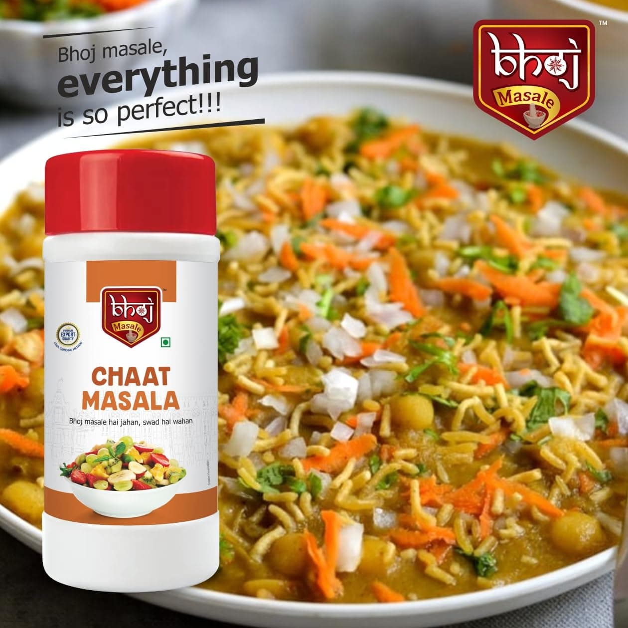 Bhoj Masale Chaat Masala Powder 450GM | Blended Spices Used in Saute Veggies, Fruit Salads, Snacks, Curries, Buttermilk, Sharbats, Fruit Juice. No colour, no preservatives, no onion & no garlic ( Jain Masala ) — image 5