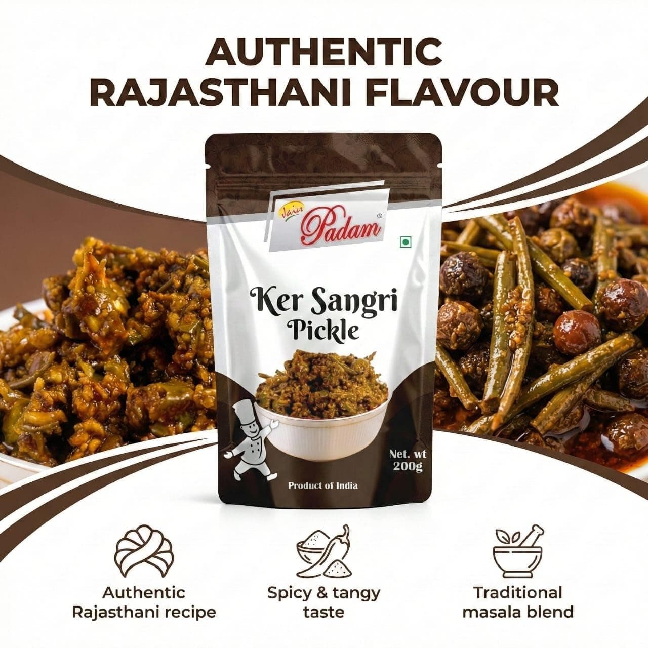 JAIN PADAM Ker Sangri Pickle | Traditional Rajasthani Achar | Authentic Spicy & Tangy Taste | Homemade Style Pickle 200gm — image 4