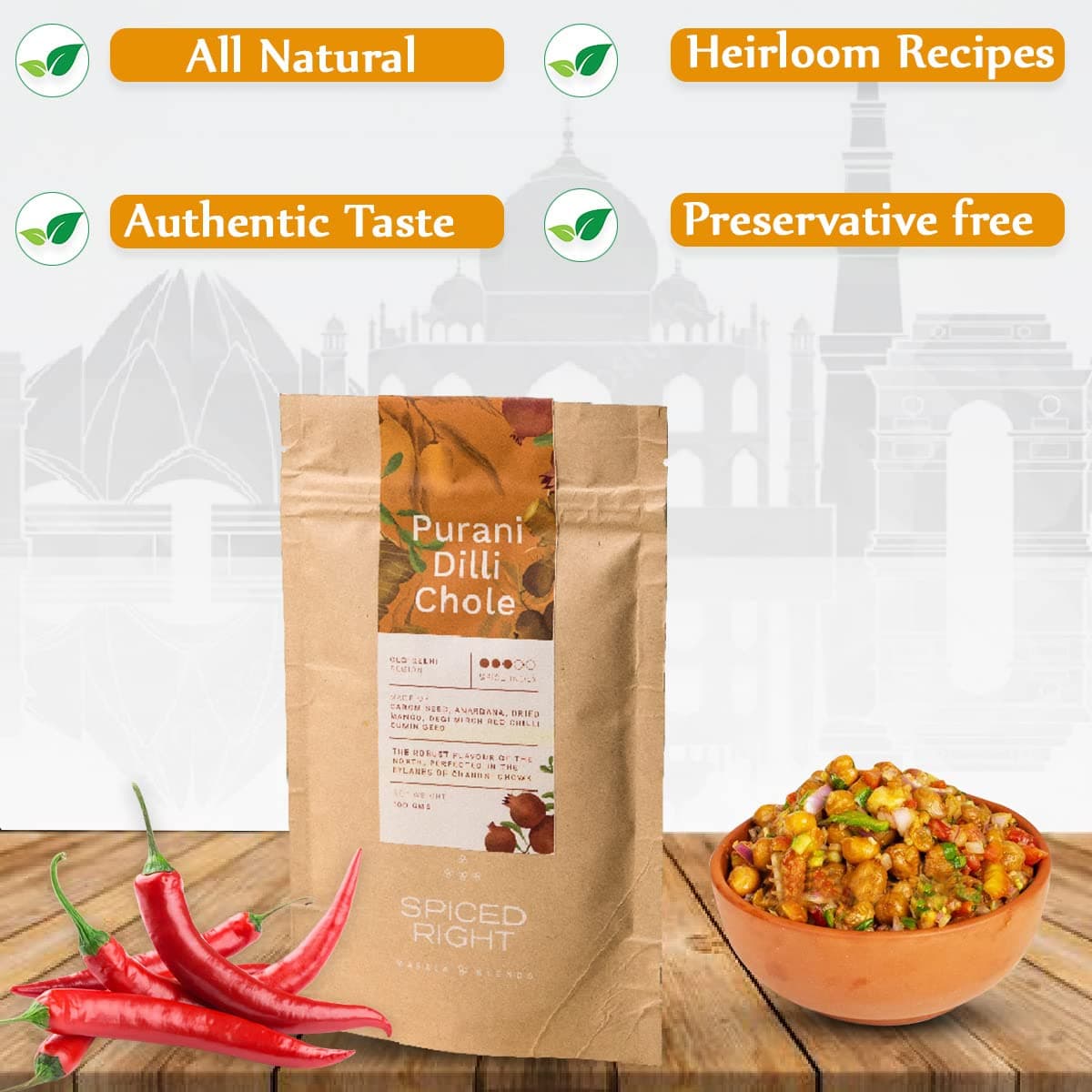 Spiced Right Purani Dilli Chana/Chole Masala Powder (200 Gm) Blended with Traditional Indian Spice & Flavors for an Authentic Taste | Best for Cooking Sabji, Chhole, Chana, & Chickpeas — image 6