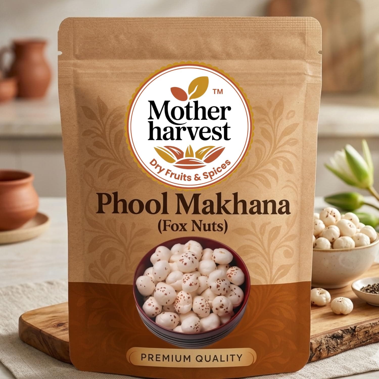 Mother harvest Prasadam Makhana | Crunchy Phool Makhana | Handpicked 4+ Sutta | Fox Nuts/Lotus Seeds | Gorgon Nut | Healthy Diet Immunity Booster Snacks | Rich in Calcium & Maintains Weight | 200gm — image 3