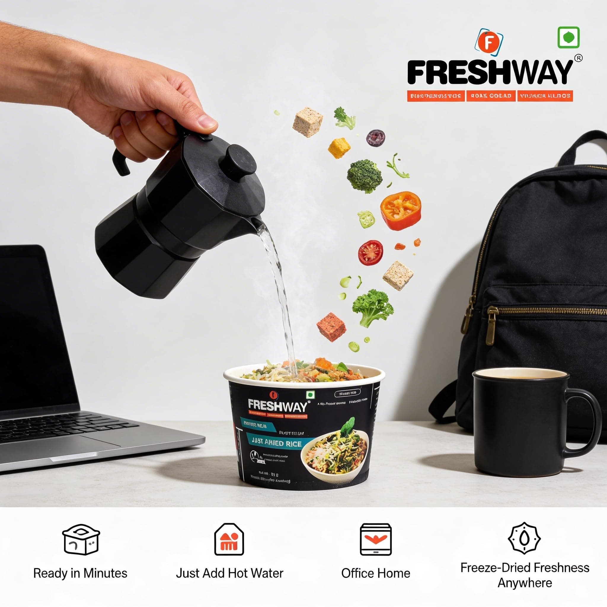 Freshway Ready to Eat Pack of 2 (Jain Fried Rice + Jain Fried Rice) Ready to Eat Freeze Dried Products with No Added Preservative & Colors — image 5