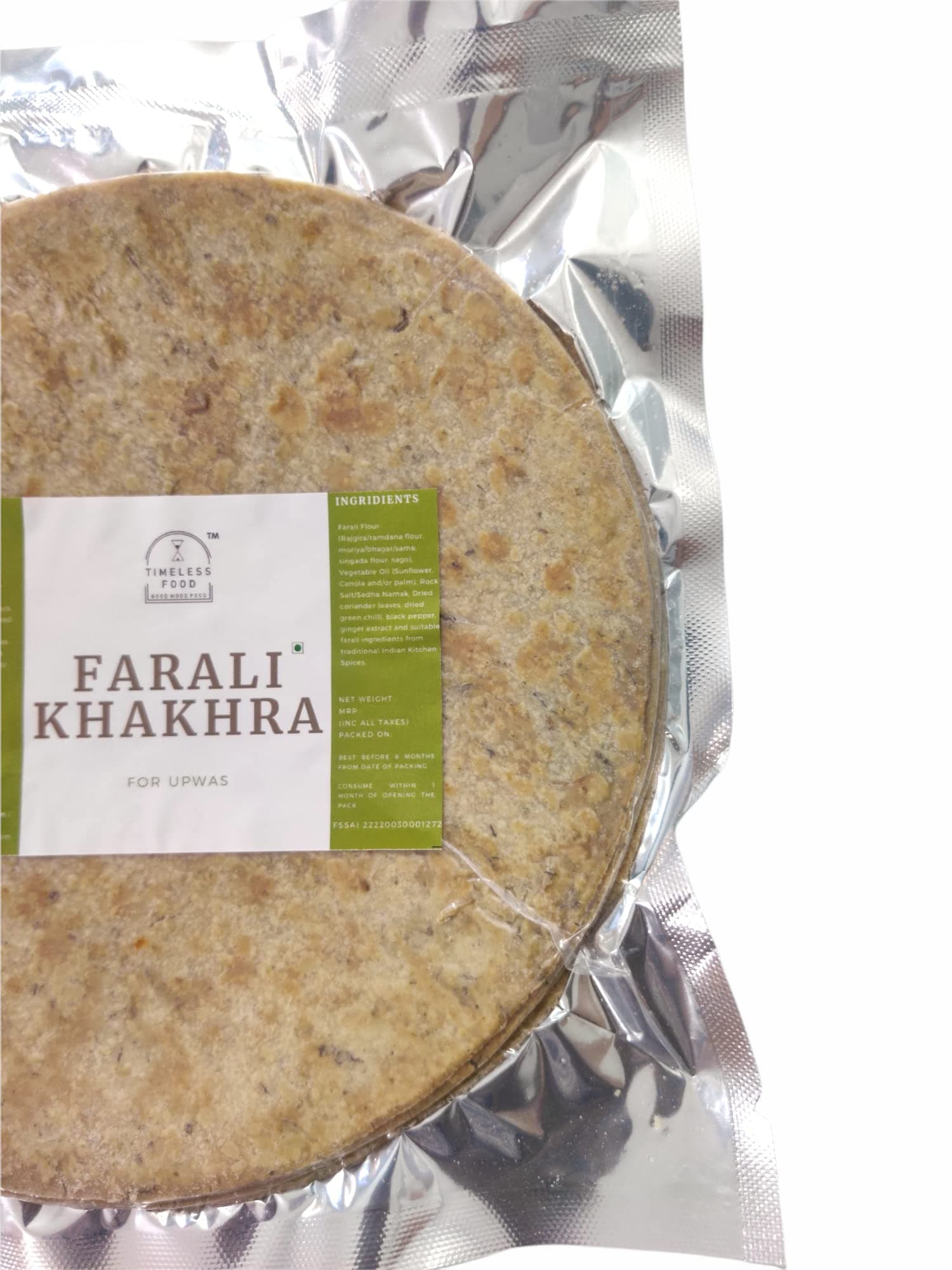 Timeless Food Farali Khakhra 200g | Wheatless Sahgar Khakhra for Upwas & Vrat | Fasting Snack | Healthy & Crunchy — image 6