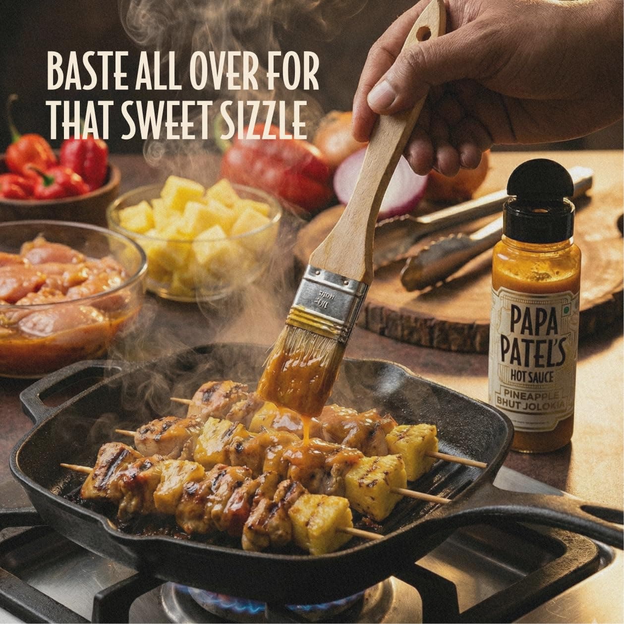Papa Patel’s Pineapple Bhut Jolokia Hot Sauce (250g) — Real Pineapple (25%) | Authentic North East Indian Ghost Peppers | The Ultimate Sweet-Heat Balance | Slow-Crafted for Gourmet Depth | Artisanal Fire & Pure Flavor | No MSG, Vegan & Gluten-Free — image 6