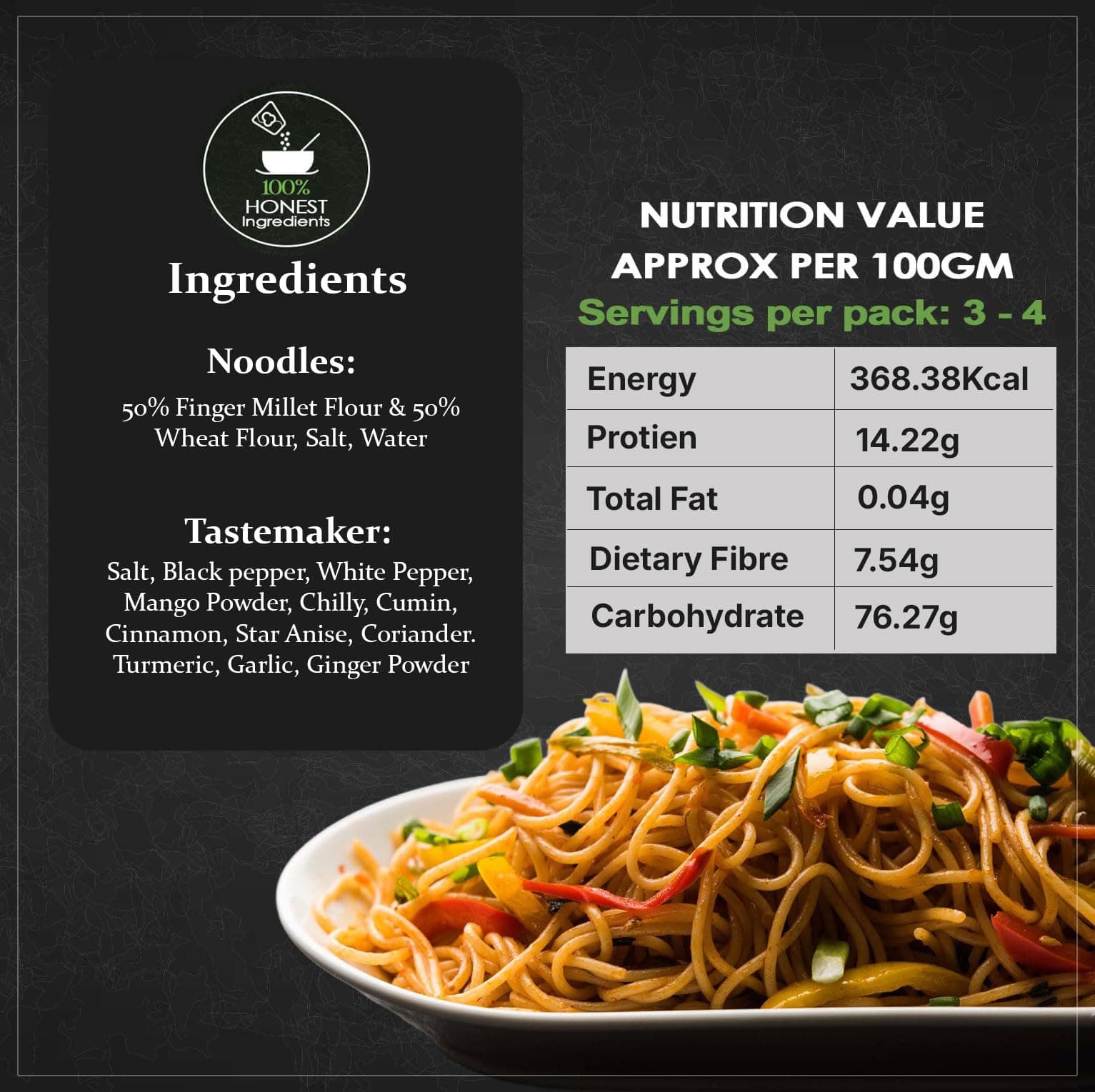 Essentiaeats Ragi Millet Noodles Includes Tastemaker 400g Pack of 2, No Maida Not Fried No Preservatives No MSG Healthy Hakka Noodles Ready to Cook — image 3