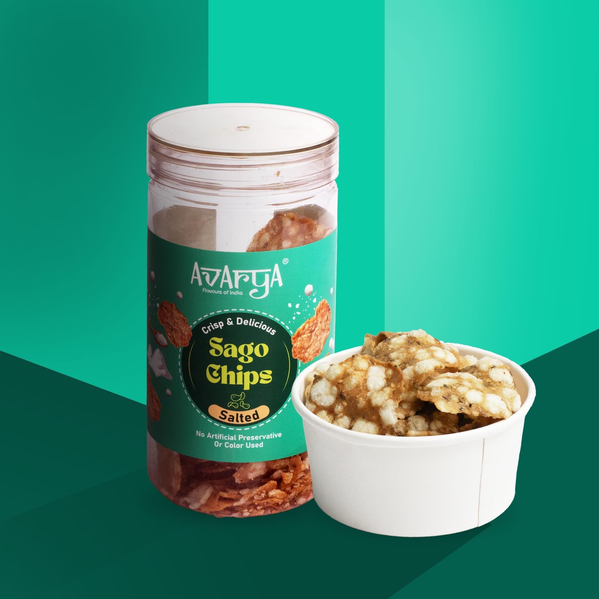 Avarya Assorted Sago Chips | Classic Salted Sabudana Chips | Crispy & Fresh Indian Snack | Falhari Friendly | 100% Vegetarian | Light & Crunchy Tea Time Munchies | 125gm | Pack of 1 — image 3