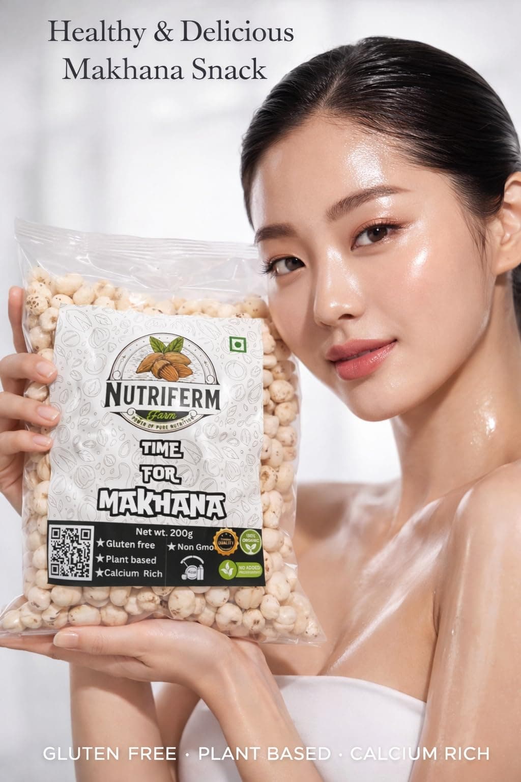 NUTRIFERM Makhana | Premium Fox Nuts | Roasted & Crunchy Phool Roasted Makhana | Healthy Snacks for Weight Loss | High Protein, Low Fat | Gluten Free Lotus Seeds | Diet Snack India - 200g — image 5