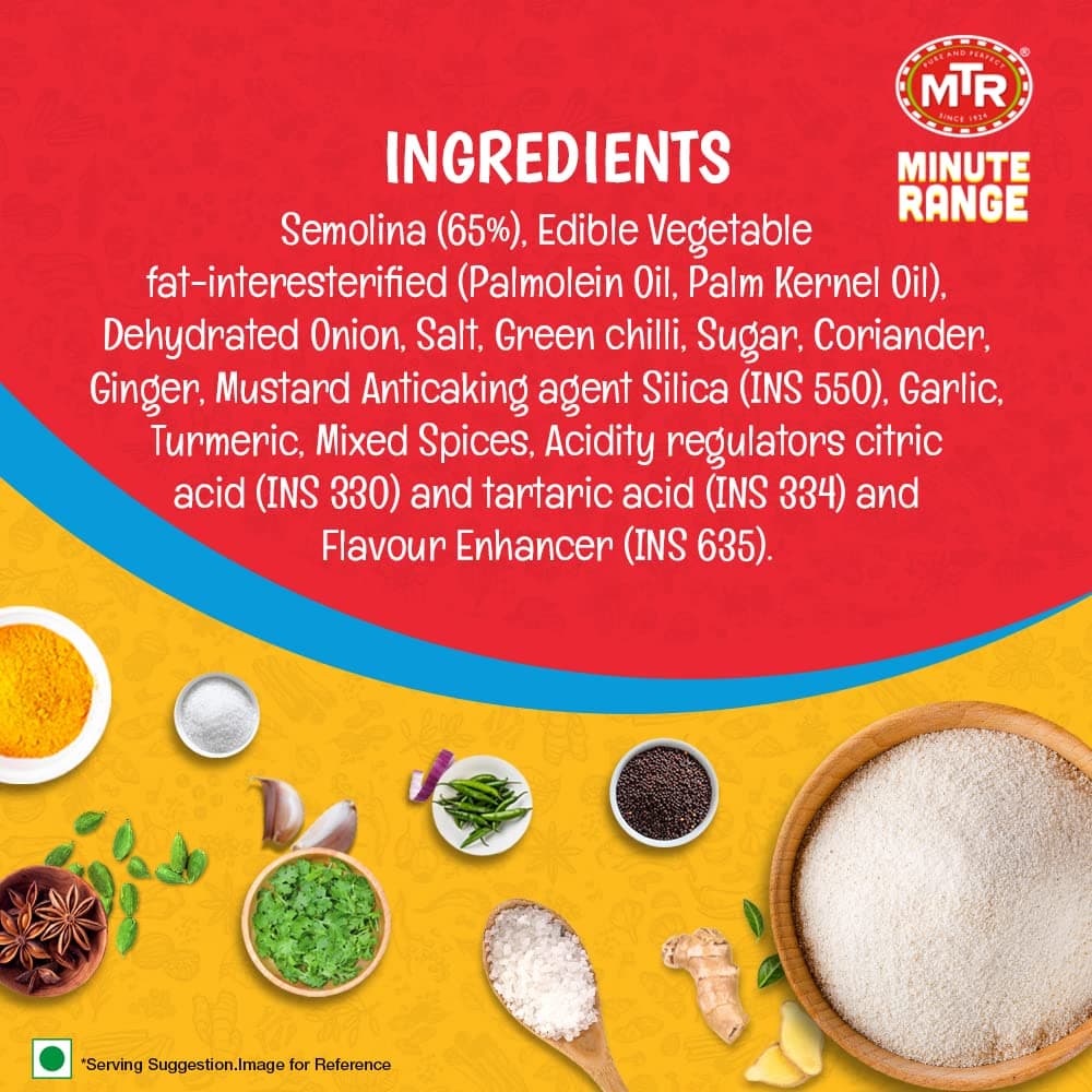 MTR 3 Minute Breakfast Magic Masala Upma | Just Add Hot Water | Wholesome Instant Breakfast | Spiced Semolina | No added preservatives | 60g Pouch — image 3