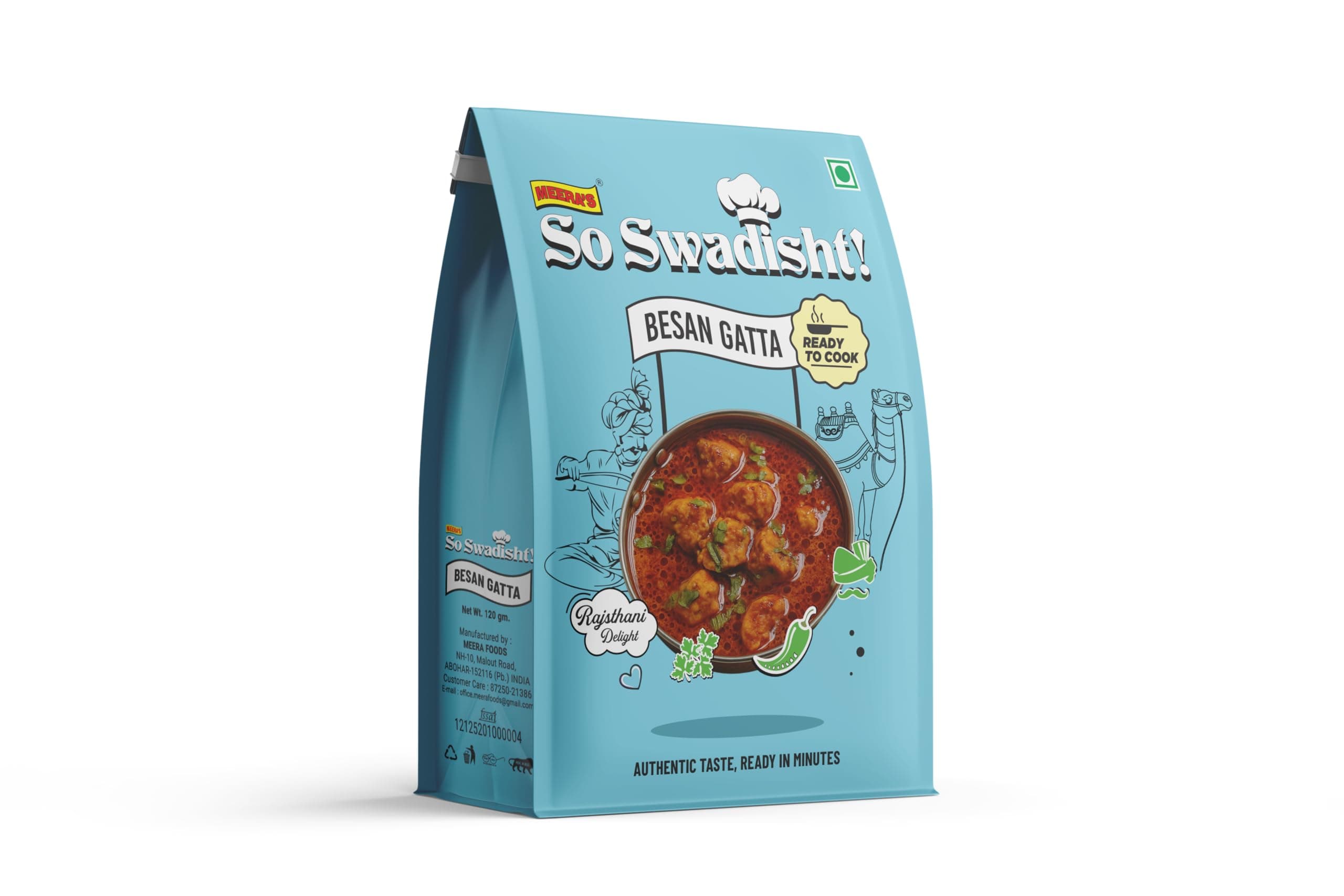 Meera 20 Minutes Gatta Curry Mix, (120x3) 360g, No Onion No Garlic, Serves 4-5, Pack of 3 Marketed by GauriShankar Khatri & Sons — image 2