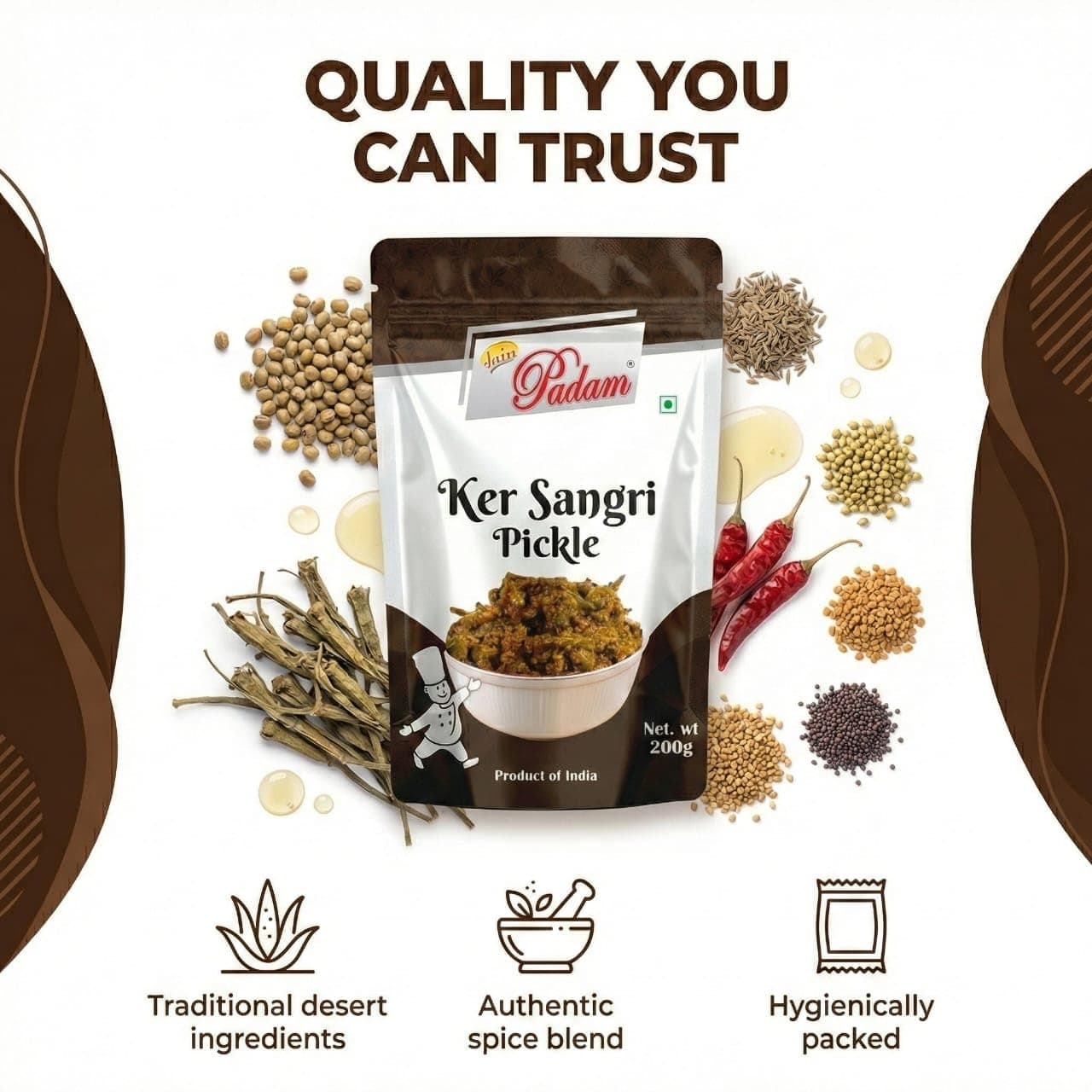 JAIN PADAM Ker Sangri Pickle | Traditional Rajasthani Achar | Authentic Spicy & Tangy Taste | Homemade Style Pickle 200gm — image 5