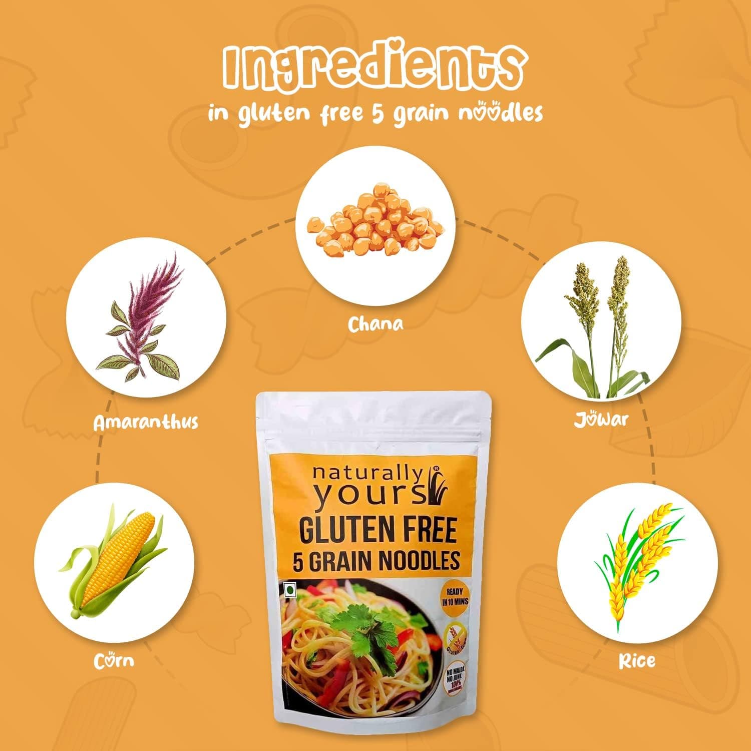 Naturally Yours Gluten-Free 5 Grain Noodles – No Maida, Not Fried, Vegan, No Preservatives, No Onion No Garlic, 100% Jain-Friendly | Includes Tastemaker | Made with Corn, Amaranth, Bengal Gram, Jowar & Rice | 100g Pack of 1 — image 8
