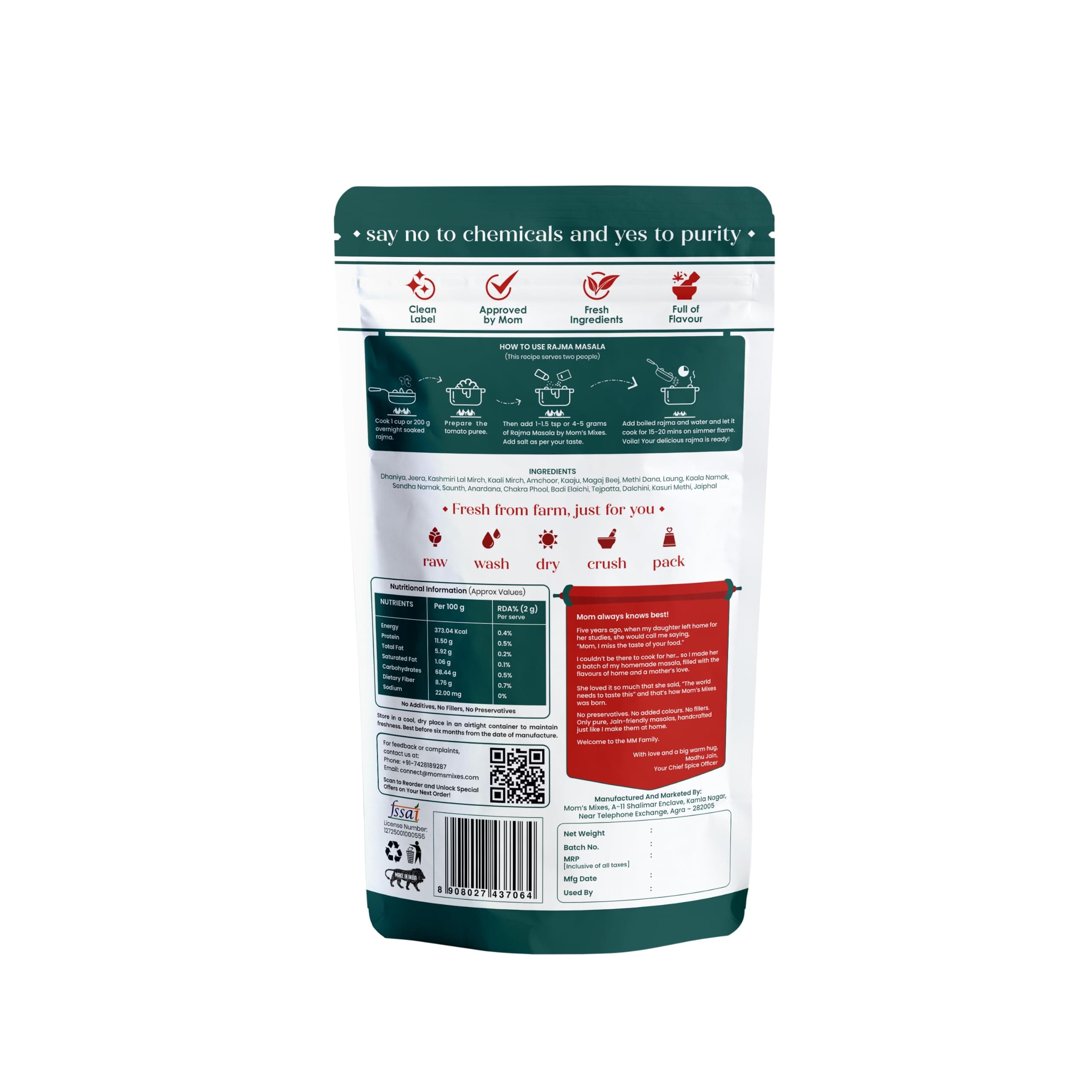 Mom’s Mixes Punjabi Style Combo | Pure Jain Spices | No Onion,No Garlic | No Chemical,No preservatives | Rajma Masala + Chole Masala | Bold North Indian Flavour | Ready-to-Mix | 100 gm Each — image 15