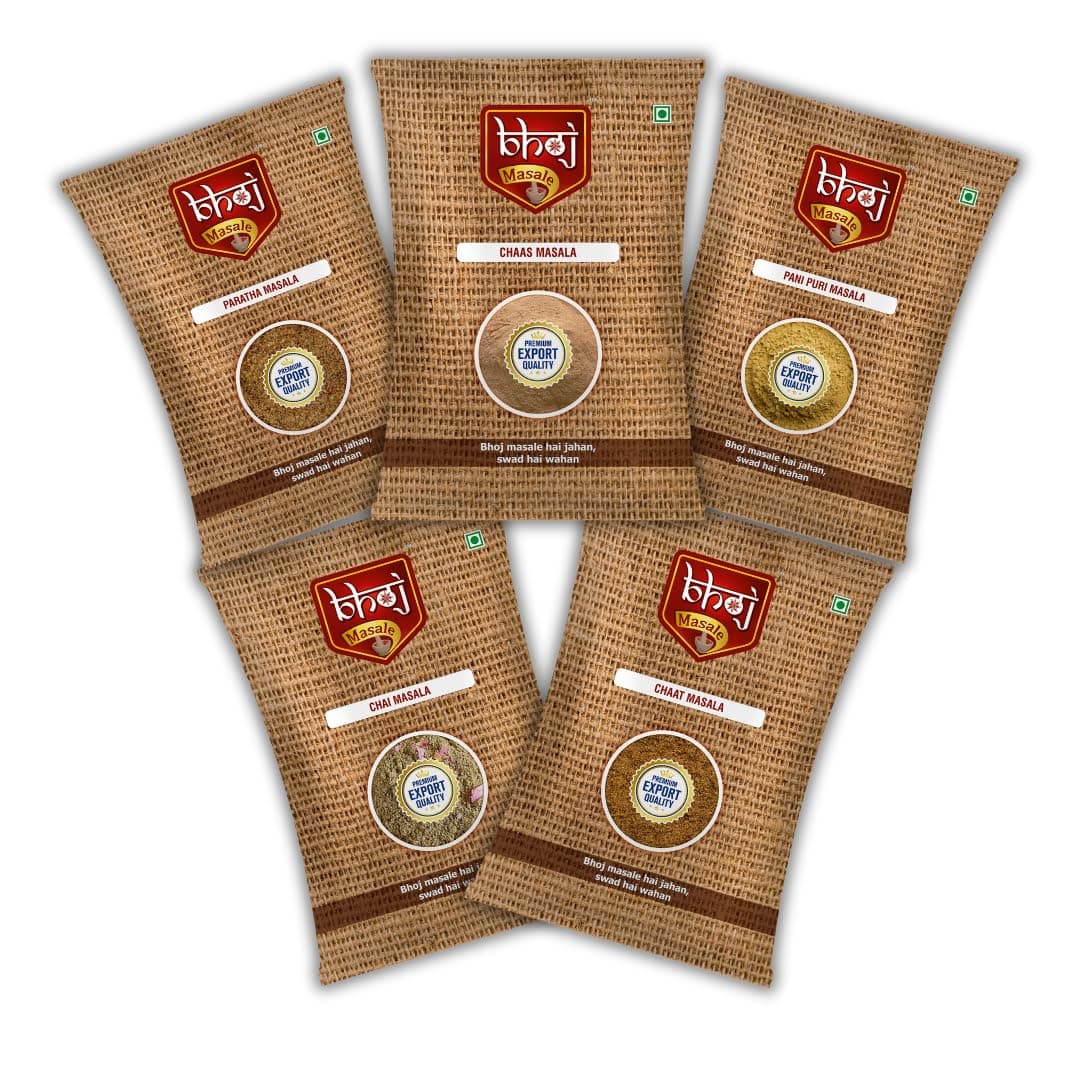 Bhoj Masale Chai, Chaas, Chaat, Paratha And Panipuri Masala Powder Combo Pack 100GM Each | Top Up Masale For Kitchen. No Colour No Preservatives No Onion No Garlic (Jain Masala) — image 4