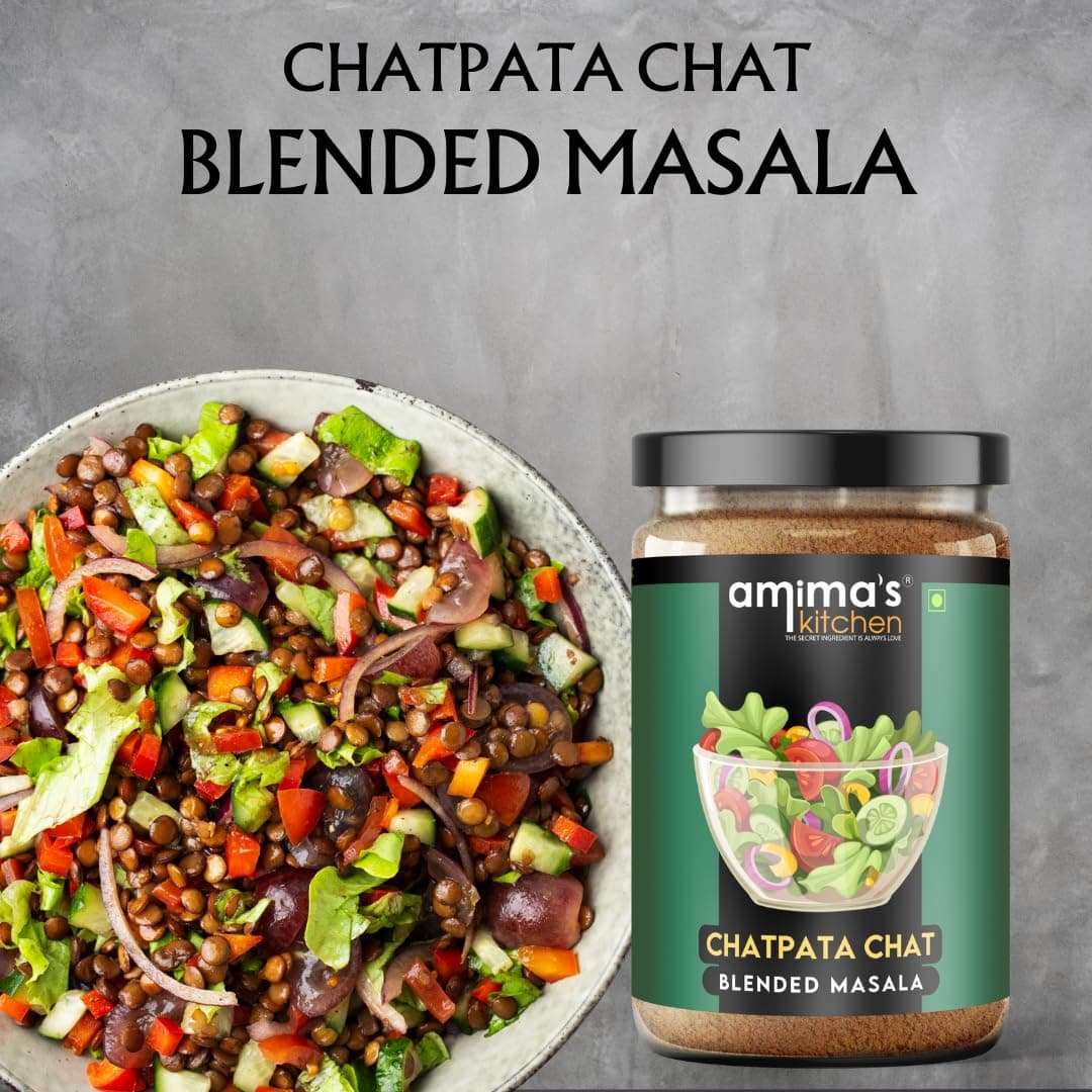 Amima's Kitchen Chatpata Chat Masala Sprinkler Jar | 125 Grams (Pack 1) | No Onion & No Garlic | No Artificial Flavour Added | Used in Saute Veggies, Fruit Salads, Snacks, Curries, Buttermilk, Sharbats, Fruit Juice — image 2
