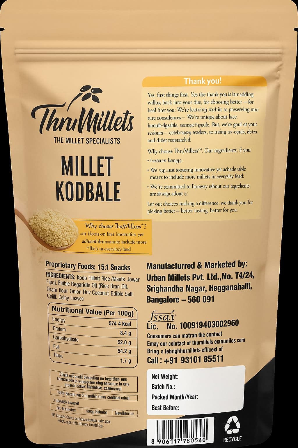 Trumillets Healthy Millet Namkeen Snacks Combo, 25g (Pack of 5),High In Protein,Calcium,Iron,Fibre,No Palm Oil, No Cholesterol, Gluten-Free | Murukku, Bites, Nippatu, Kodbale, Thengol,Keto-Friendly — image 5