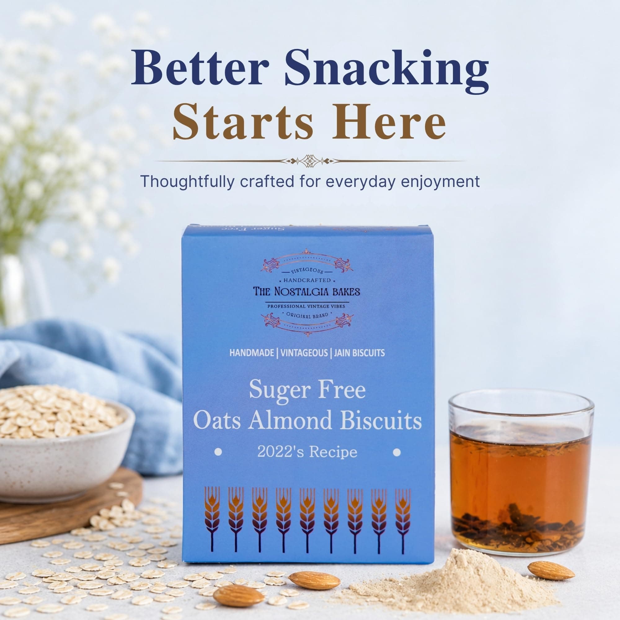 Amba Handmade Premium Jain Suji Rusk & Sugar Free Oats Almond Biscuits Combo Pack | Crispy Tea Time Snacks | Traditional Bakery Style | Healthy Everyday Snacking | 100% Vegetarian — image 5