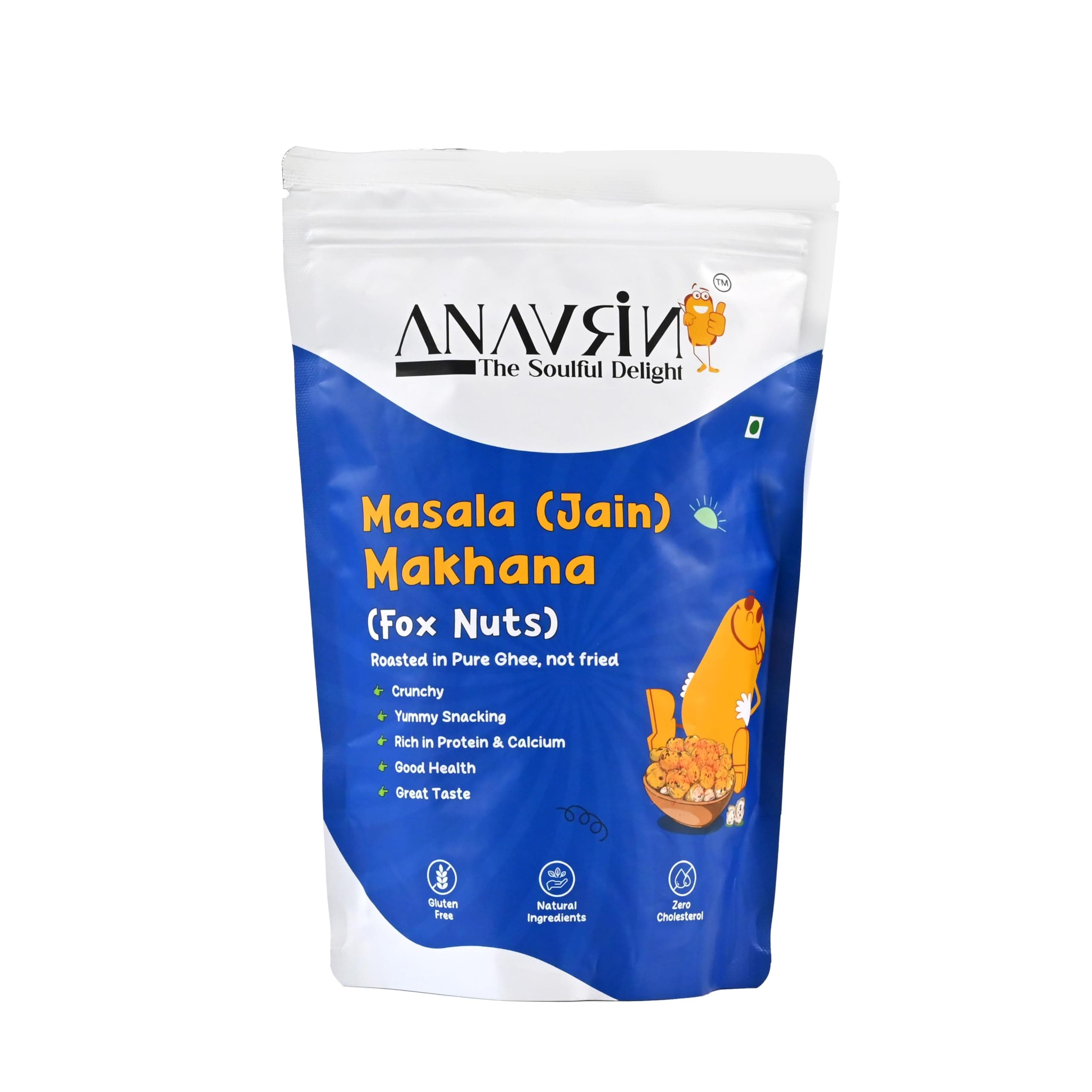 ANAVRIN Masala Jain Makhana, 120gm | Roasted, Not Fried | High Protein & Calcium | Phool Makhana, Namkeen Snacks | Gluten Free, Zero Cholesterol | Crunchy, Healthy Snacks for Kids & Adults