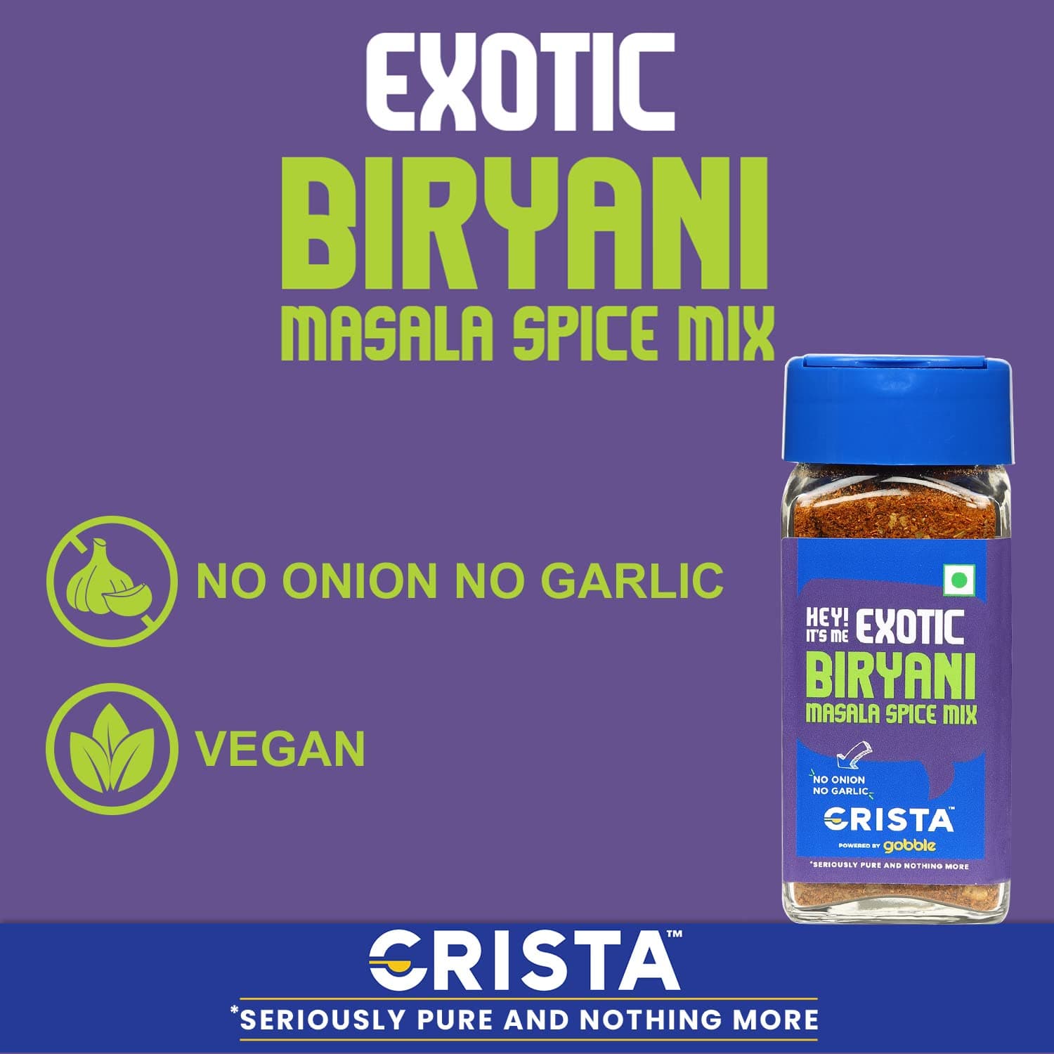 CRISTA Exotic Biryani Masala Spice Mix | Rich in flavour | No Onion | No Garlic | Vegan | Pure | Zero added Colours, Fillers, Additives & Preservatives | 45 gms — image 3