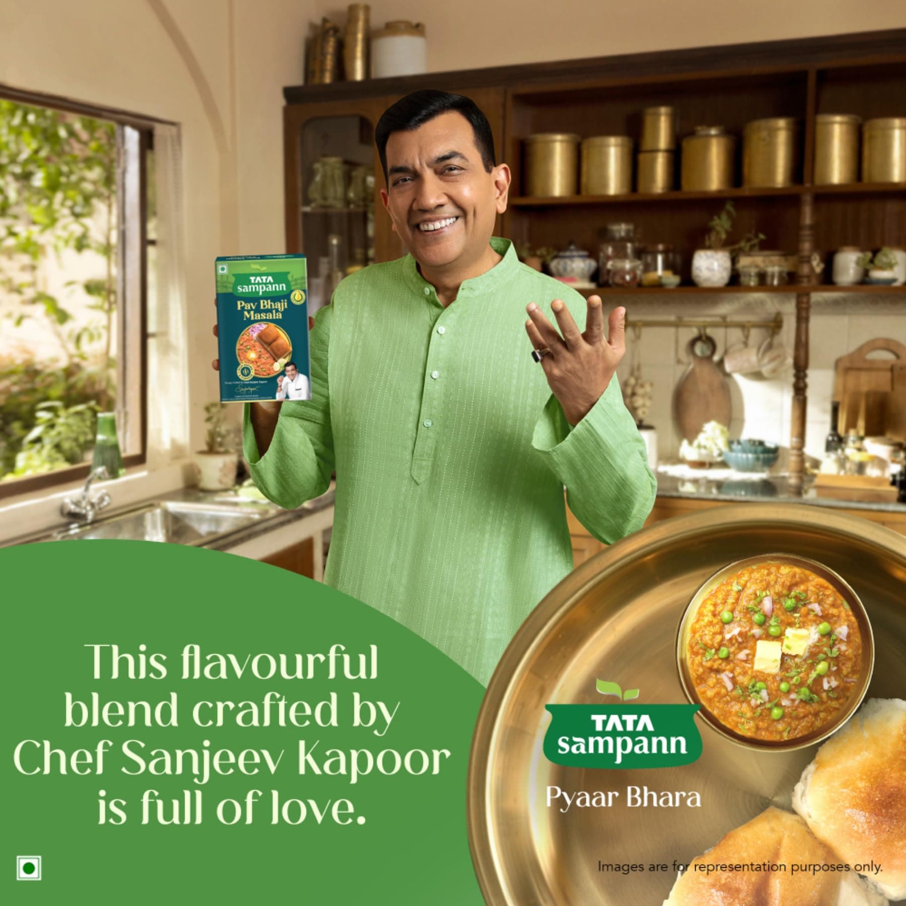 Tata Sampann Pav Bhaji Masala with Natural Oils, 100g, Crafted by Chef Sanjeev Kapoor, With Chef’s Exclusive Tip, Rich Aroma & Flavour — image 2