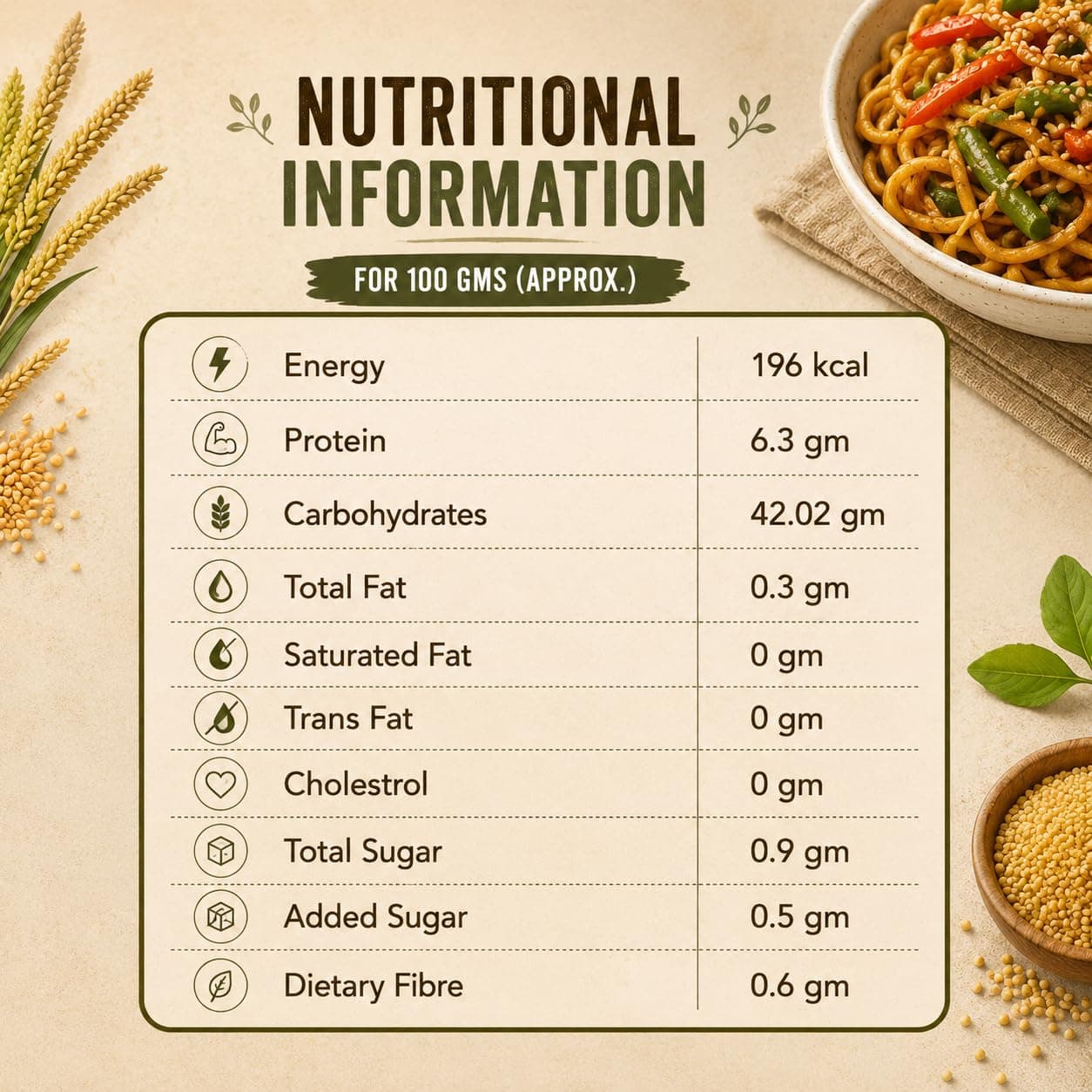 Indulgence Foxtail Millet Hakka Noodles 400g (Pack of 2) | Healthy Alternative | No Maida | Rich in Antioxidants | Tasty & Versatile | Instant Food | Ready to Cook | Serves 2 — image 3