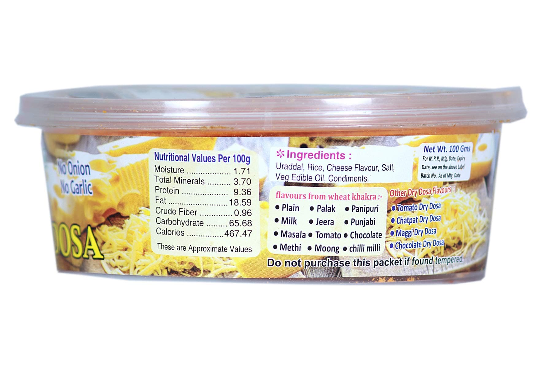 Jain Cheese Dry Dosa Khakra (5 Pack)-100g Each | Tastes Like Khakra | Ready To Eat Snack | Crispy & Crunchy | Gluten-Free & Preservative-Free — image 5