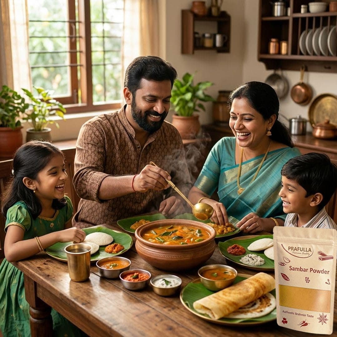 PRAFULLA Sambar Powder | Authentic Brahmin Taste Traditional South Indian Masala | Pure Vegetarian No Onion No Garlic Sambhar Spices Blend | Everyday Curry Cooking Premium Quality — image 5
