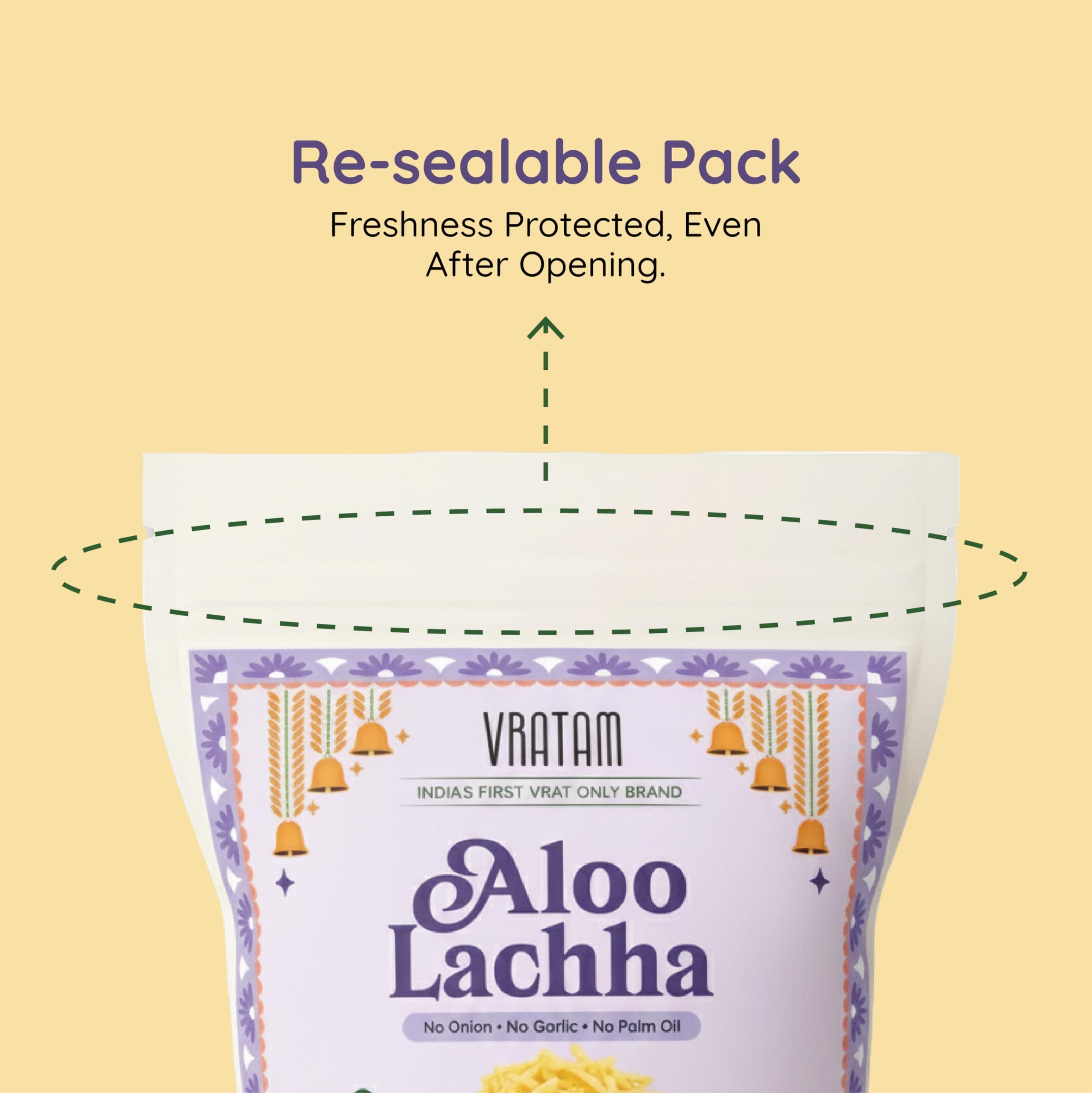 Vratam Aloo Lacha | Healthy Namkeen Aloo Bhujia for Diet | No Onion No Garlic No Palm Oil | Homemade Tasty Snacks made in Groundnut Oil | Guilt Free Snacks Jain Friendly | 110G (pack of 1) — image 4