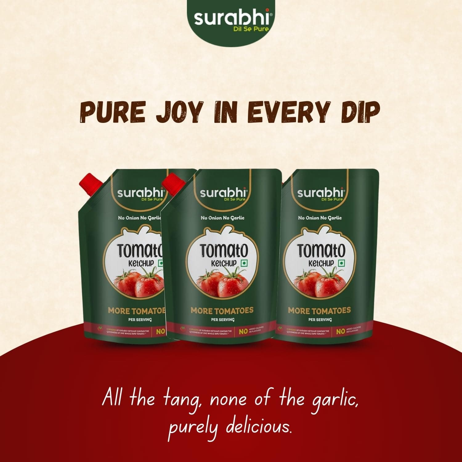 Surabhi -Tomato Ketchup No Onion No Garlic (NONG) - 400 g (Pack of 3) — image 4