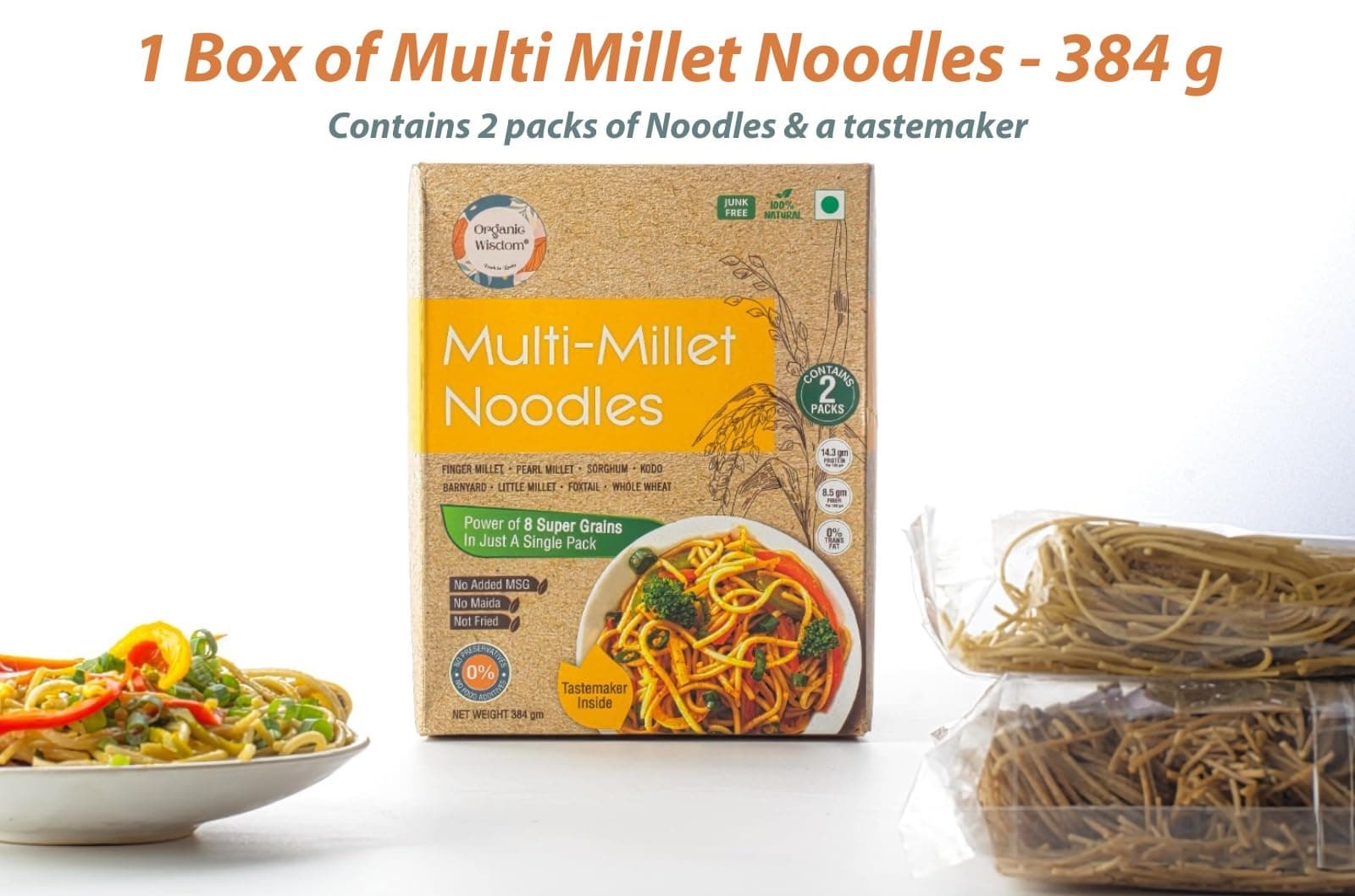 Organic Wisdom-Back to Roots Multi Millet Vegan Noodles | 384 Gm(Contains 2 Packs)| Made With 8 Super Grains | Not Fried - Sun Dried | Junk Free | No Maida, Msg or Refined Oil — image 9