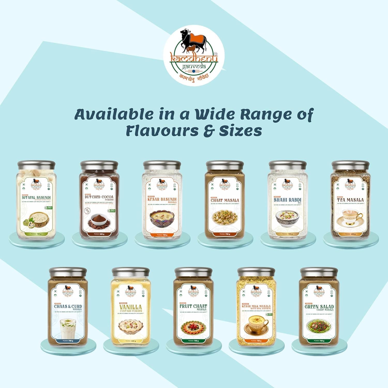 Kamdhenu Gauveda ChatPata Spice Masala | Blend With Natural Ingredients Cumin, Coriander, Pudina, Salt, Jeera | No Preservatives | No Onion No Garlic | Pack In Premium Organic Glass Jar With Steel Cap (Chaas & Curd Masala, 200g ) — image 7