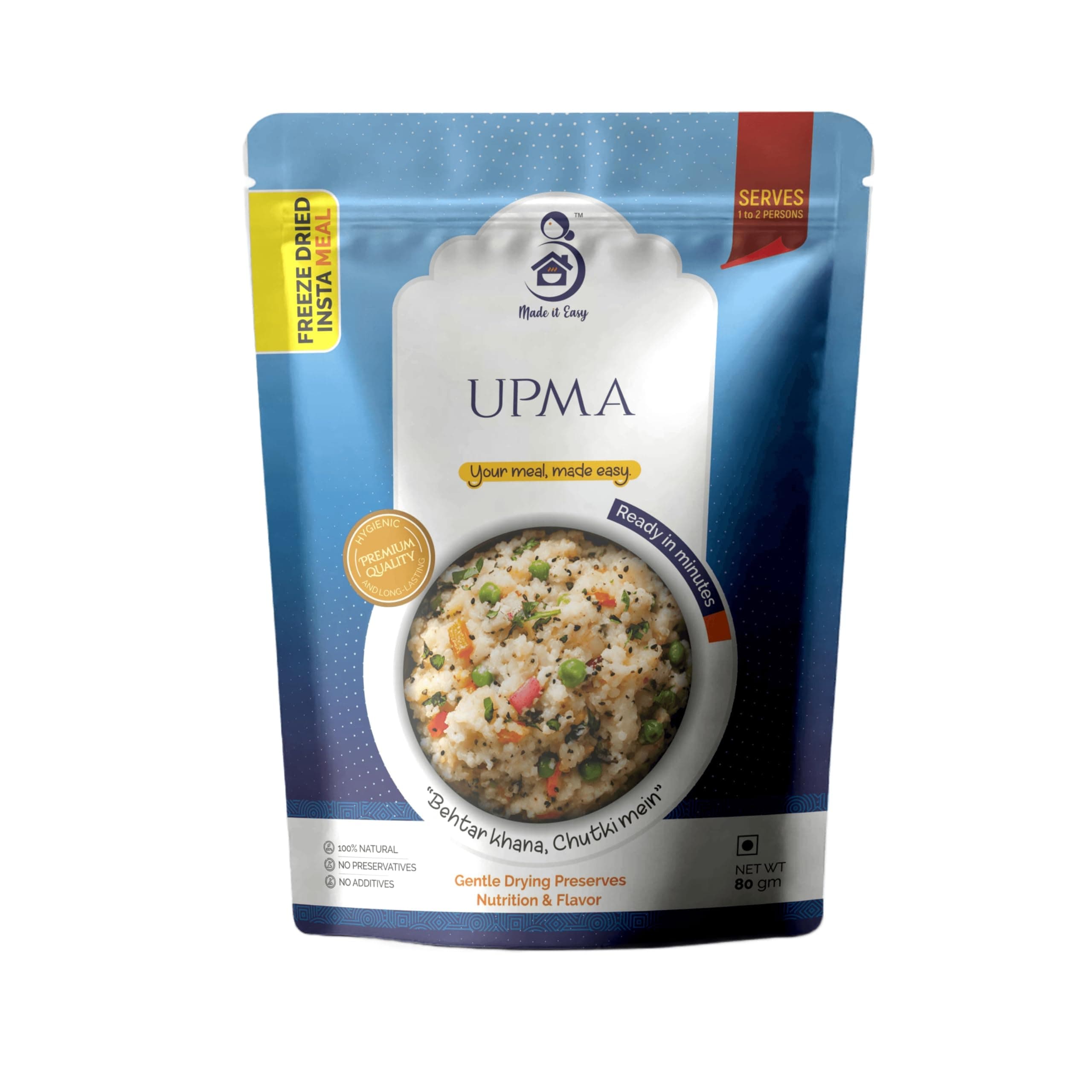 Made it Easy Instant Upma | Freeze Dried Savoury Breakfast Bowl | Ready in 5 Minutes | Just Add Hot Water | Convenient Everyday Food | Lightweight & Travel Friendly Meal