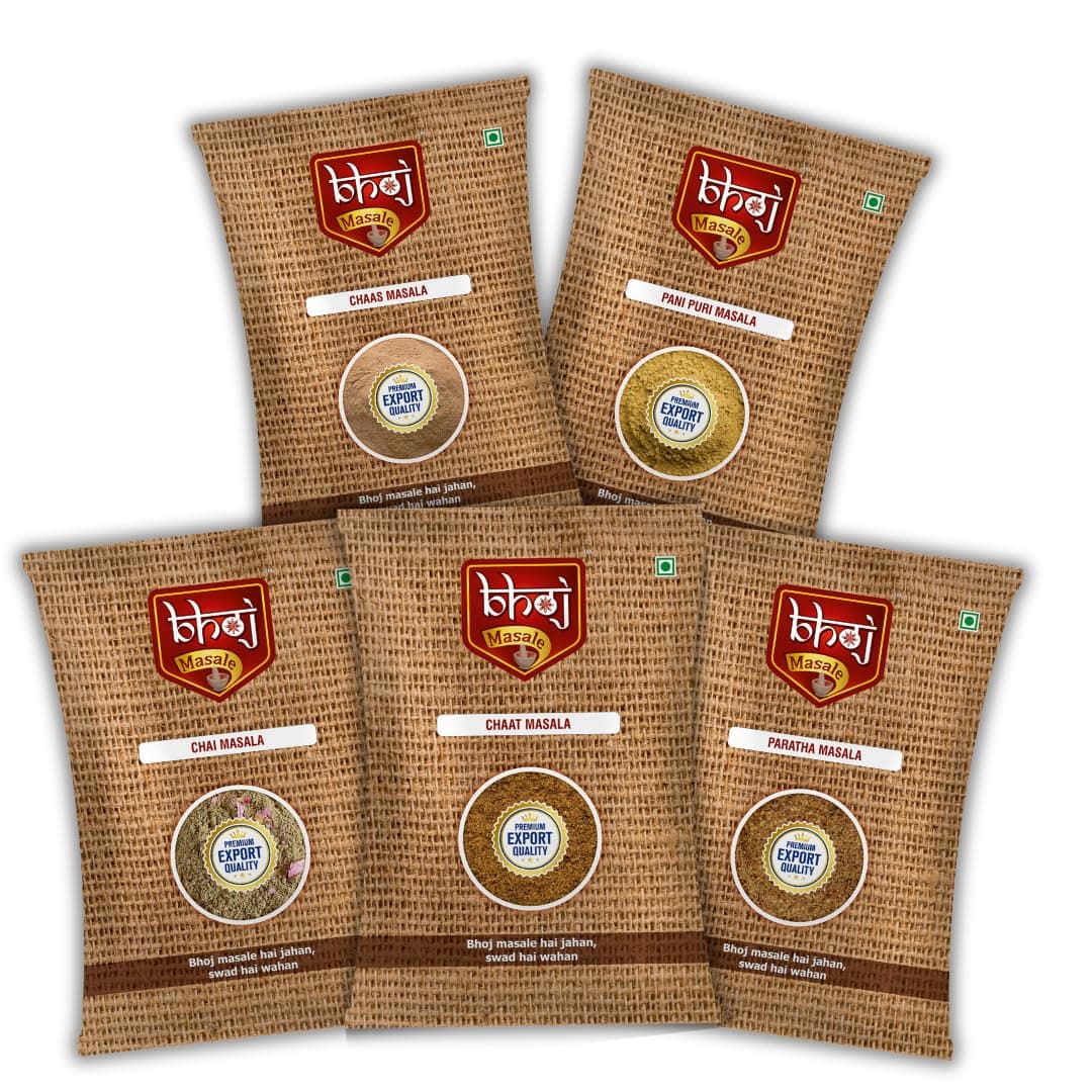 Bhoj Masale Chai, Chaas, Chaat, Paratha And Panipuri Masala Powder Combo Pack 100GM Each | Top Up Masale For Kitchen. No Colour No Preservatives No Onion No Garlic (Jain Masala) — image 6