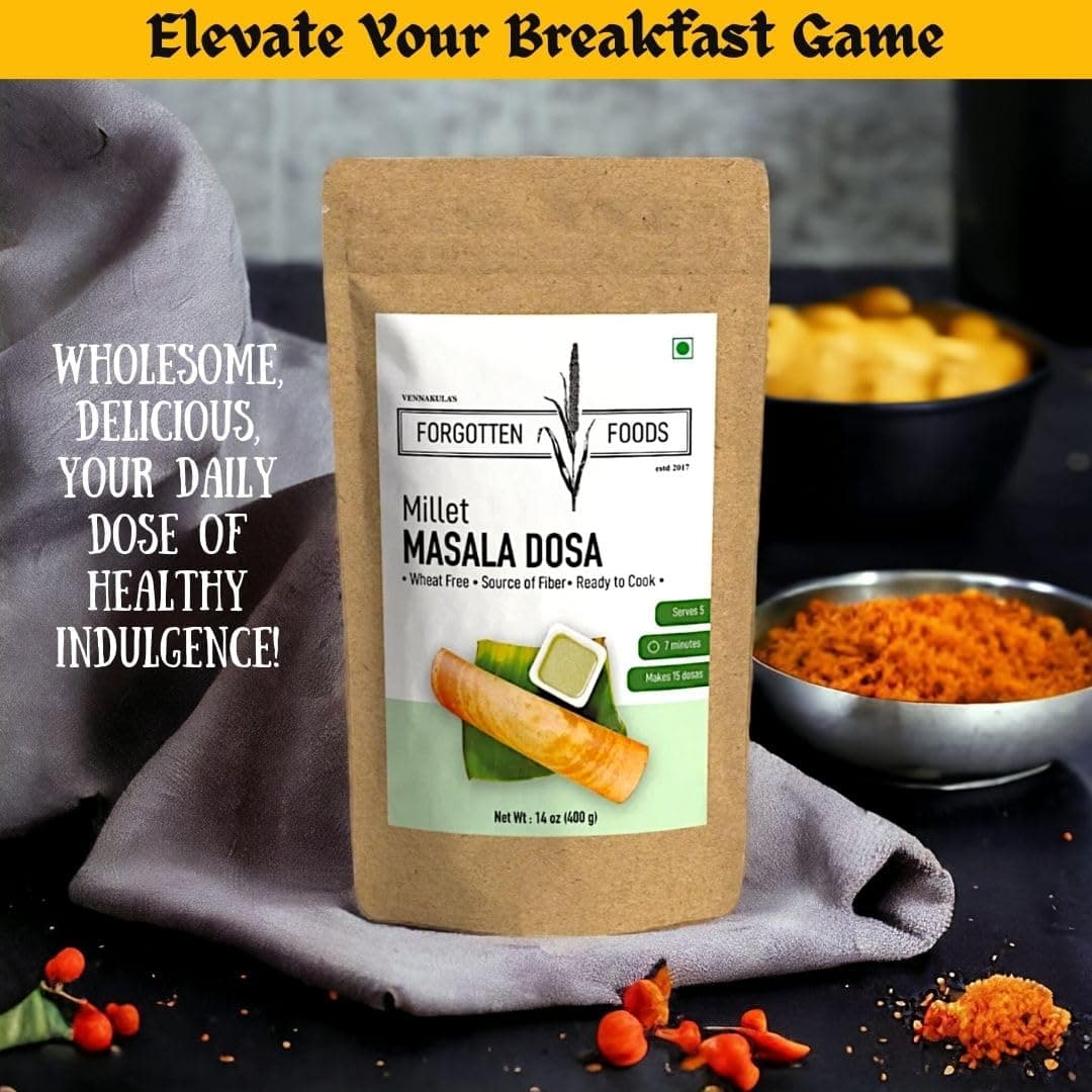 Forgotten Foods Millet Masala Dosa 400g - Wheat Free Instant Dosa Mix with Kodo and Little Millets - High Fiber, Plant Proteins, Low GI, No Soda, No Preservatives - Makes 15 Dosas, Serves 5 — image 9