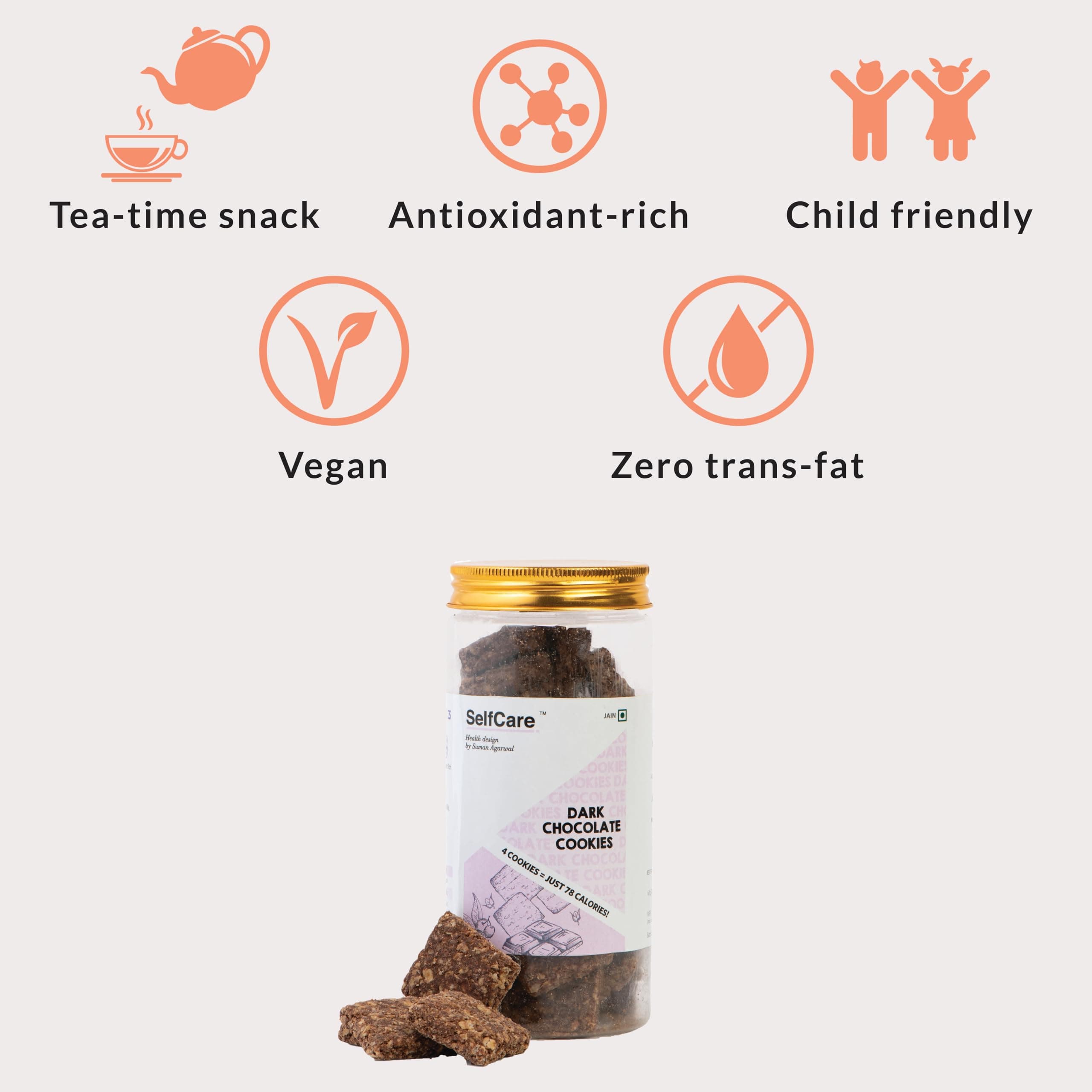 SelfCare By Suman Agarwal Dark Chocolate Oats Cookies 180g - Pack of 1 | Baked - No Maida | No Added Artificial Flavors & Sweeteners | Healthy - Sweet - Tea Time Snack | Jain & Travel Friendly — image 4