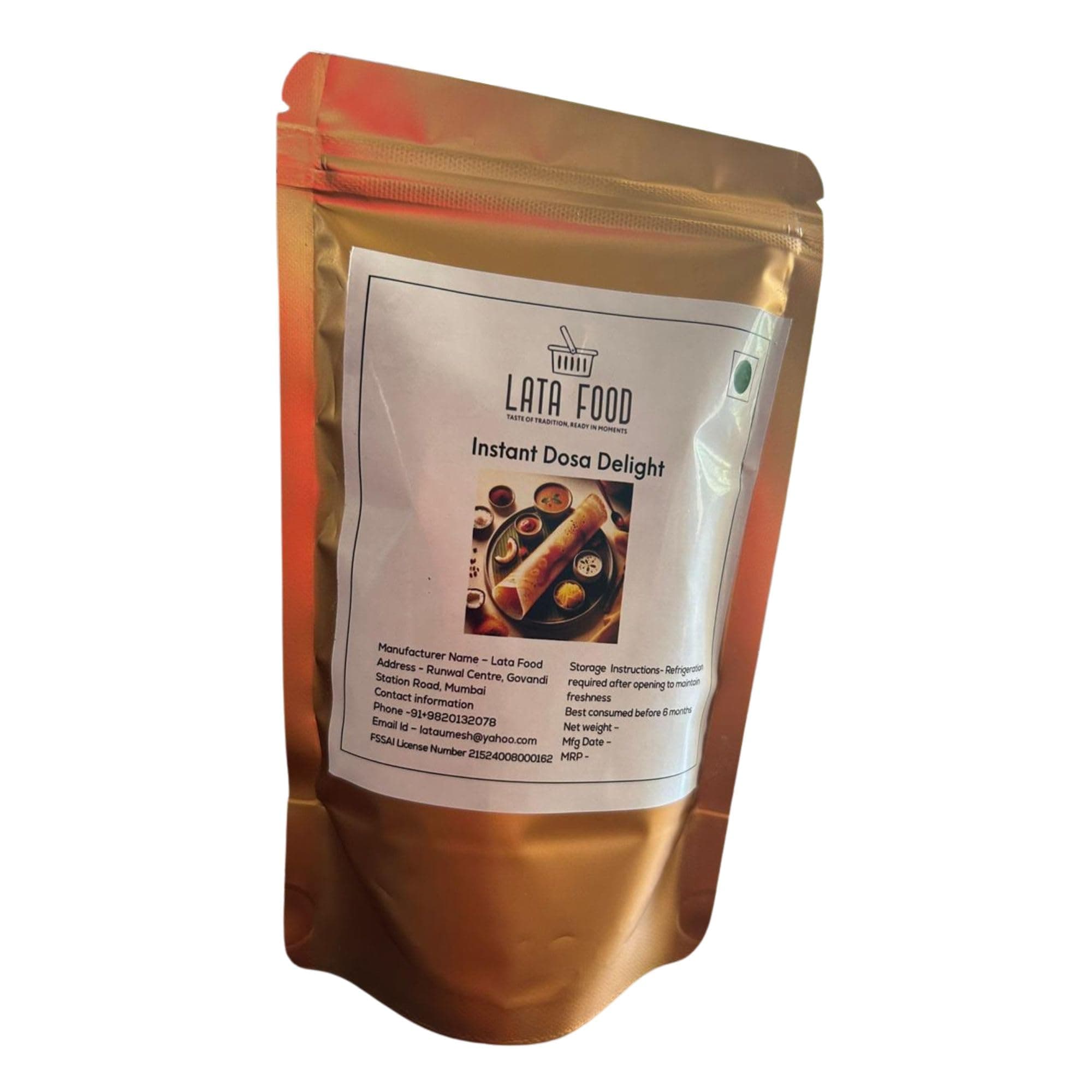 LATA FOODS Instant Dosa Mix | Ready-To-Make | No Onion No Garlic | No Preservatives | Gluten-Free | 250g