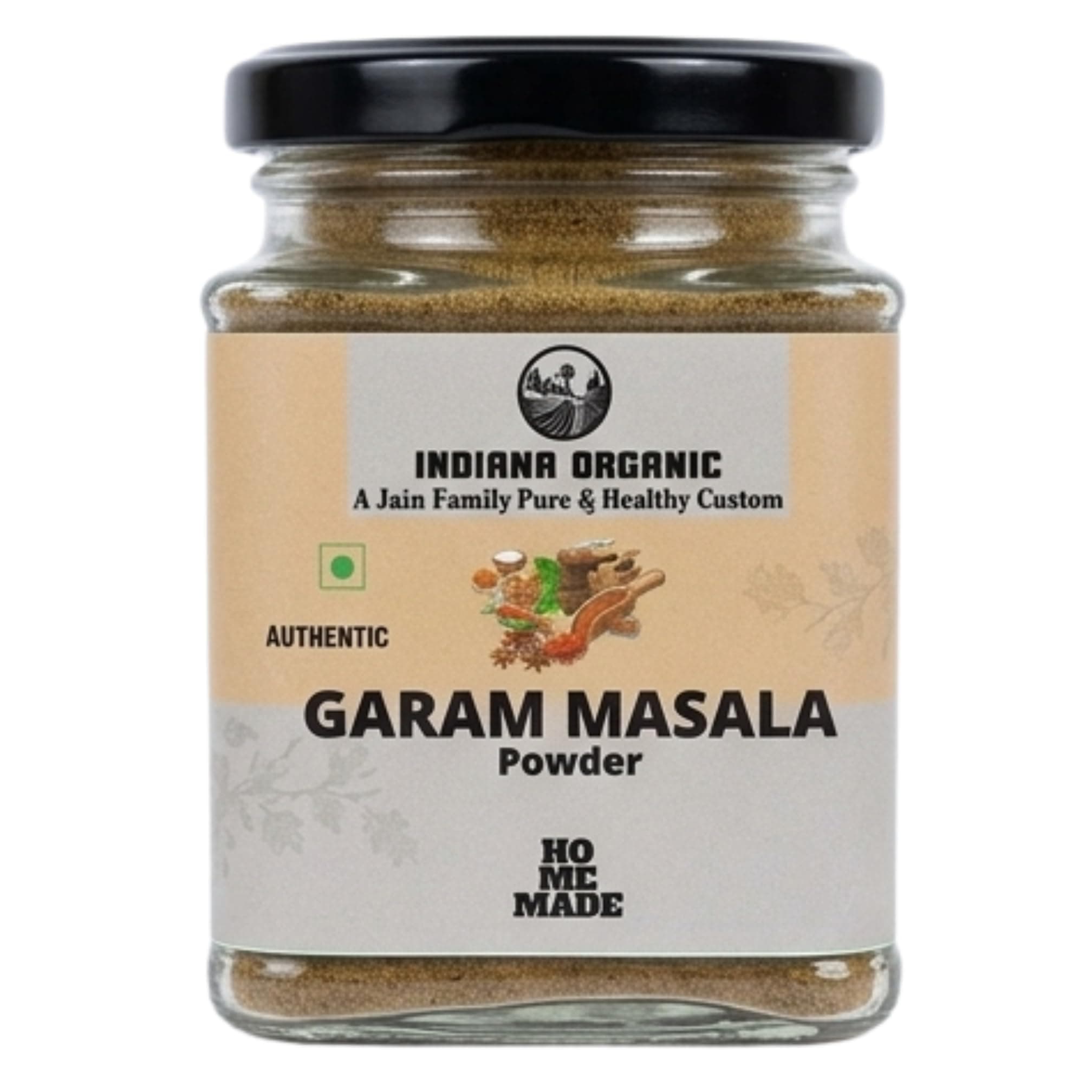 Indiana Organic Garam Masala Powder – Roasted Whole Spice Blend |150 Gram | Freshly pack on order | No Red chilli garam masala | No onion and garlic.