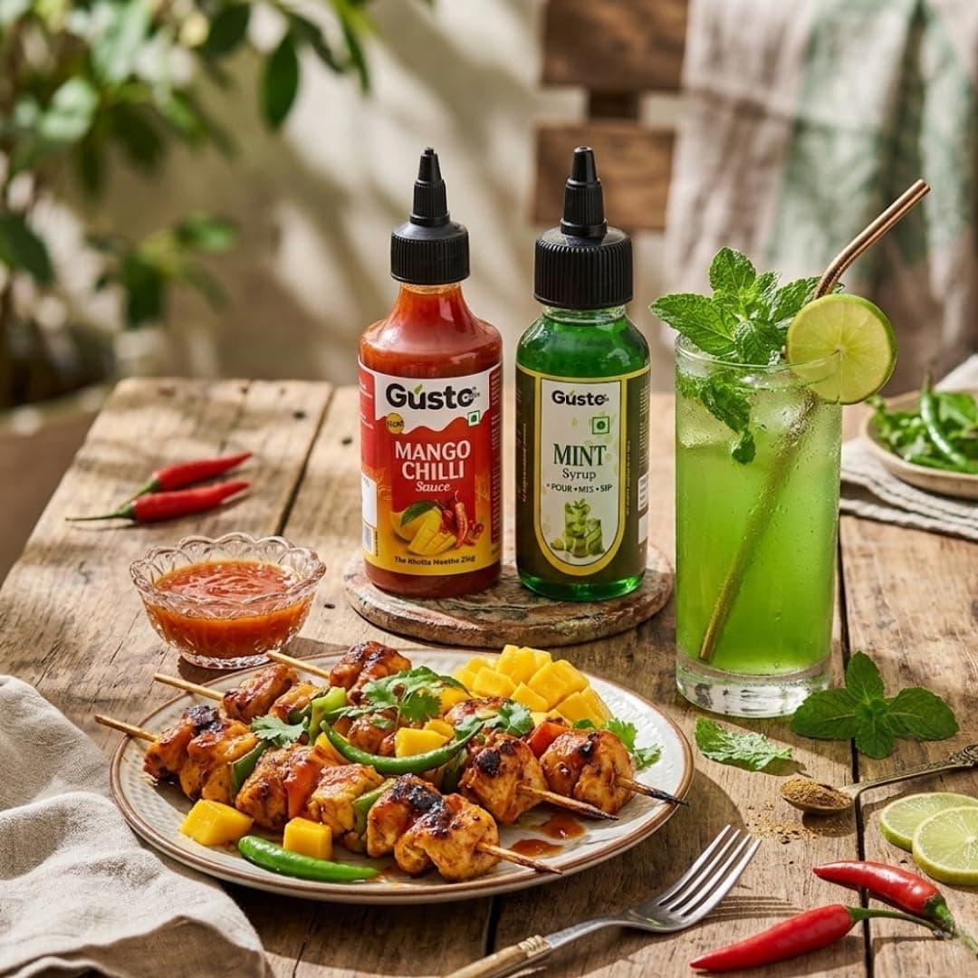 Gusto Foods Mango Chilli Mint Delight (Mango Chili + Mint Syrup) | Salad Dressing, Dipping Sauce & Seasoning | For Iced Teas, Mocktails, Cocktails Drinks, Juices | Refreshing Flavour Concentrate — image 5