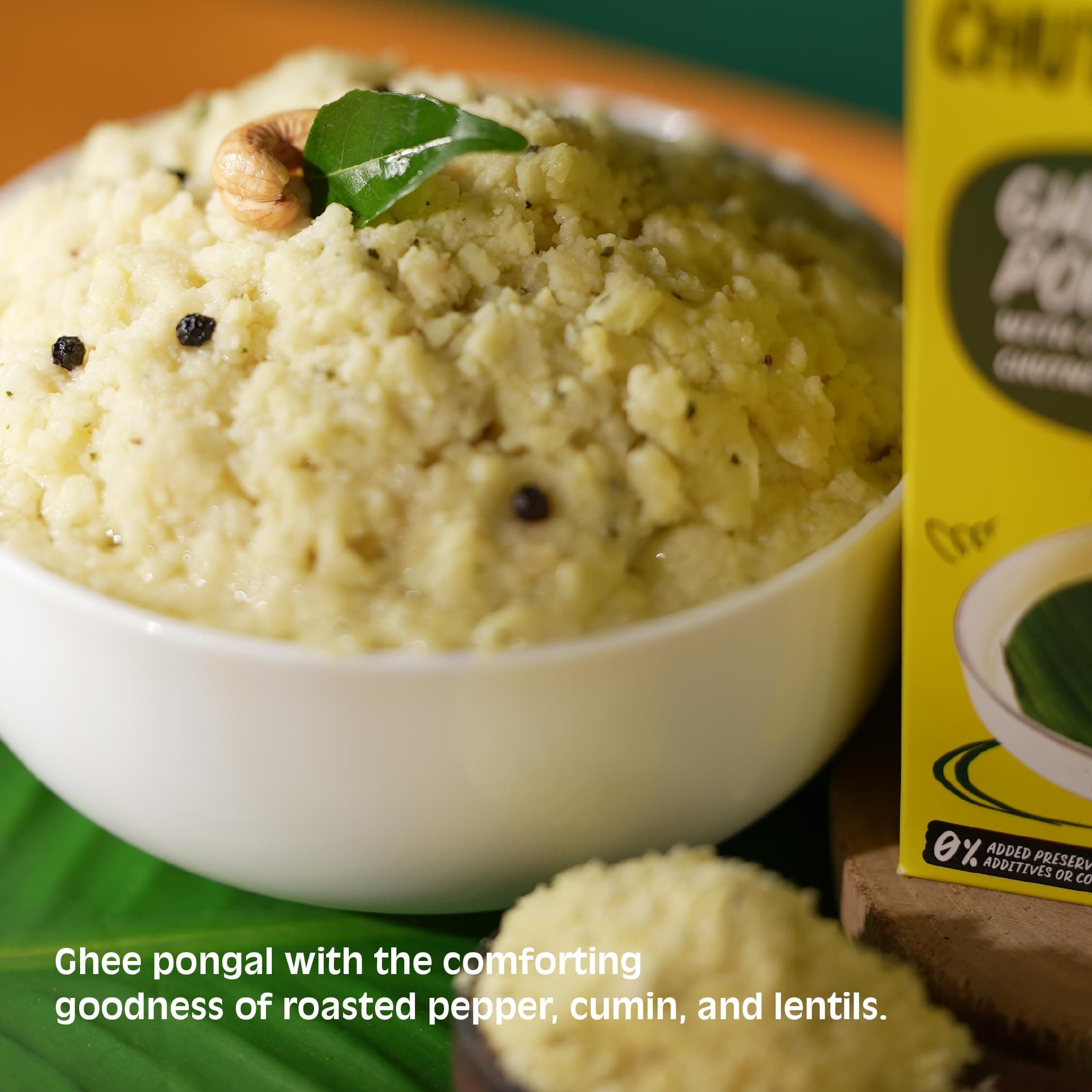 Chutnefy Ghee (Ven) Pongal (With Coconut Chutney & Sambar) | 95g Freeze-Dried Instant Meal | Just Add Hot Water to make a meal for 1 | 0% Preservatives or Additives — image 6