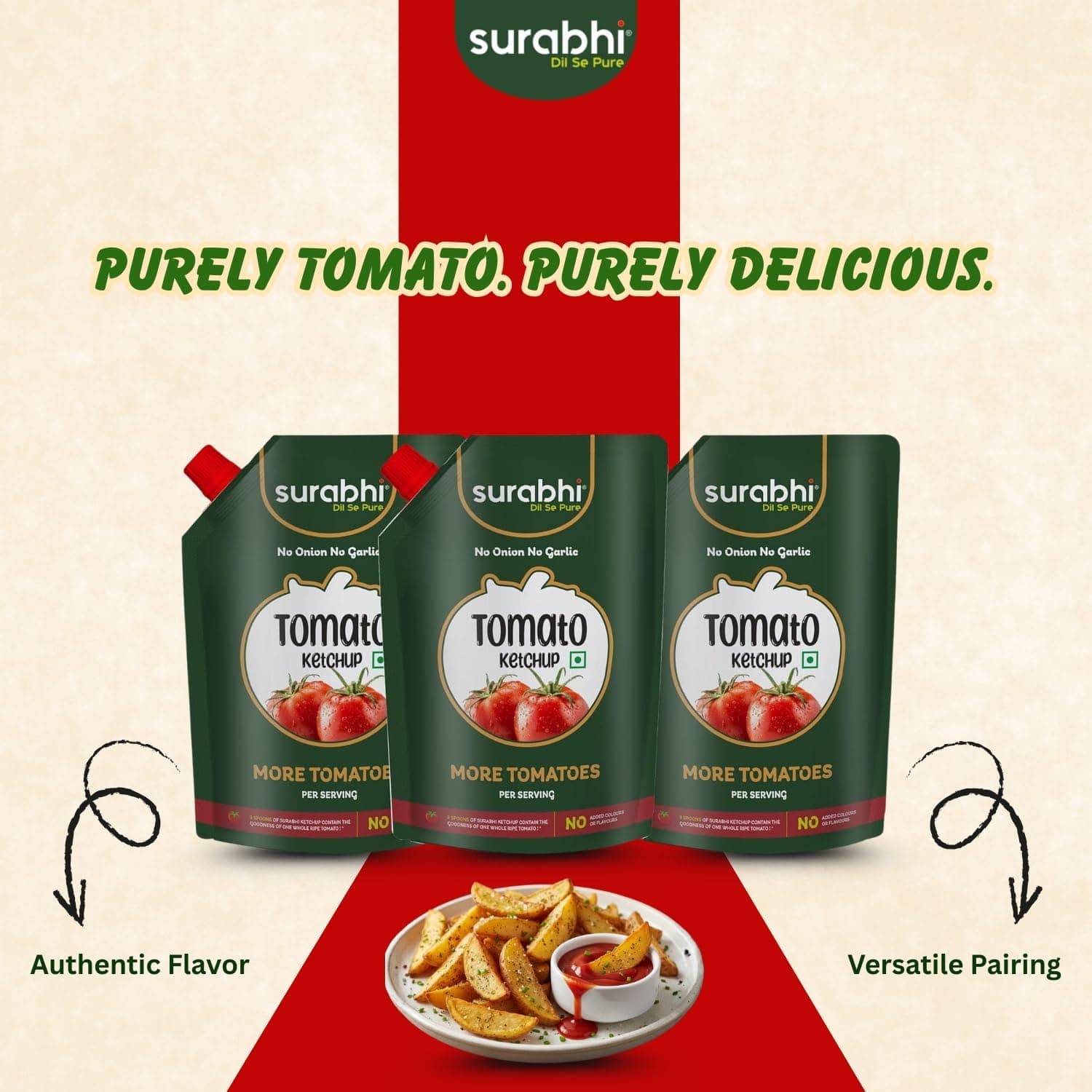 Surabhi -Tomato Ketchup No Onion No Garlic (NONG) - 400 g (Pack of 3) — image 5
