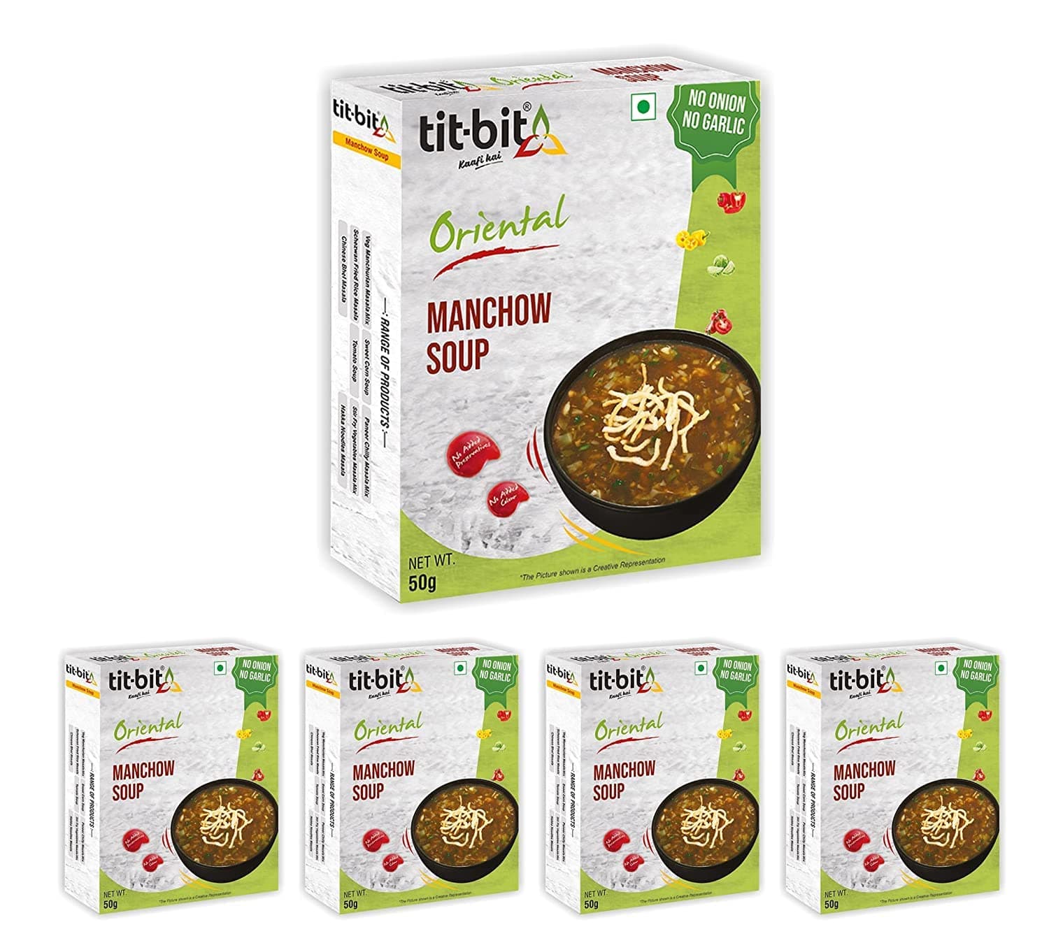 Tit-Bit Veg Manchow Soup Pack of 5 (250g), Hot and Spicey Chinese Soup, No Onion No Garlic Ready-to-eat Manchow Soup Packets for Easy Preparation — image 7