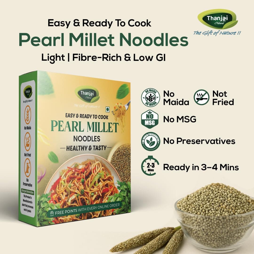 Thanjai Natural Pearl Millet Noodles 180 Grams X 2 (360 Grams) of Homemade Natural Noodles (No Preservatives, No Chemicals, No Artificial Extract) — image 8