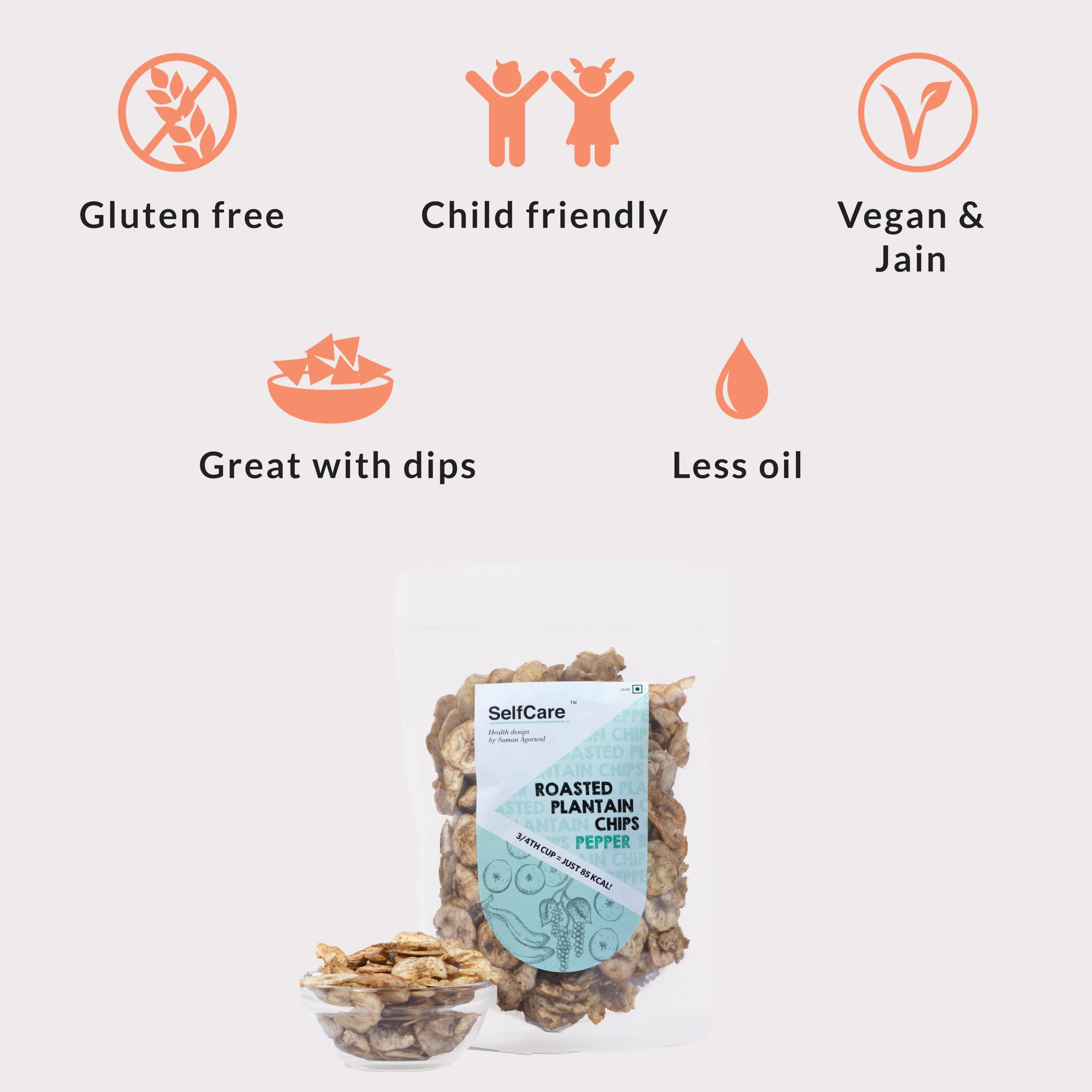 SelfCare By Suman Agarwal Roasted Plantain Chips - Pepper Pack of 1 125g | Healthy - Gluten Free | Savoury - Snack - Namkeen - Grocery | Mid Day - Workout - Tea time Snacking | Jain & Travel Friendly — image 3